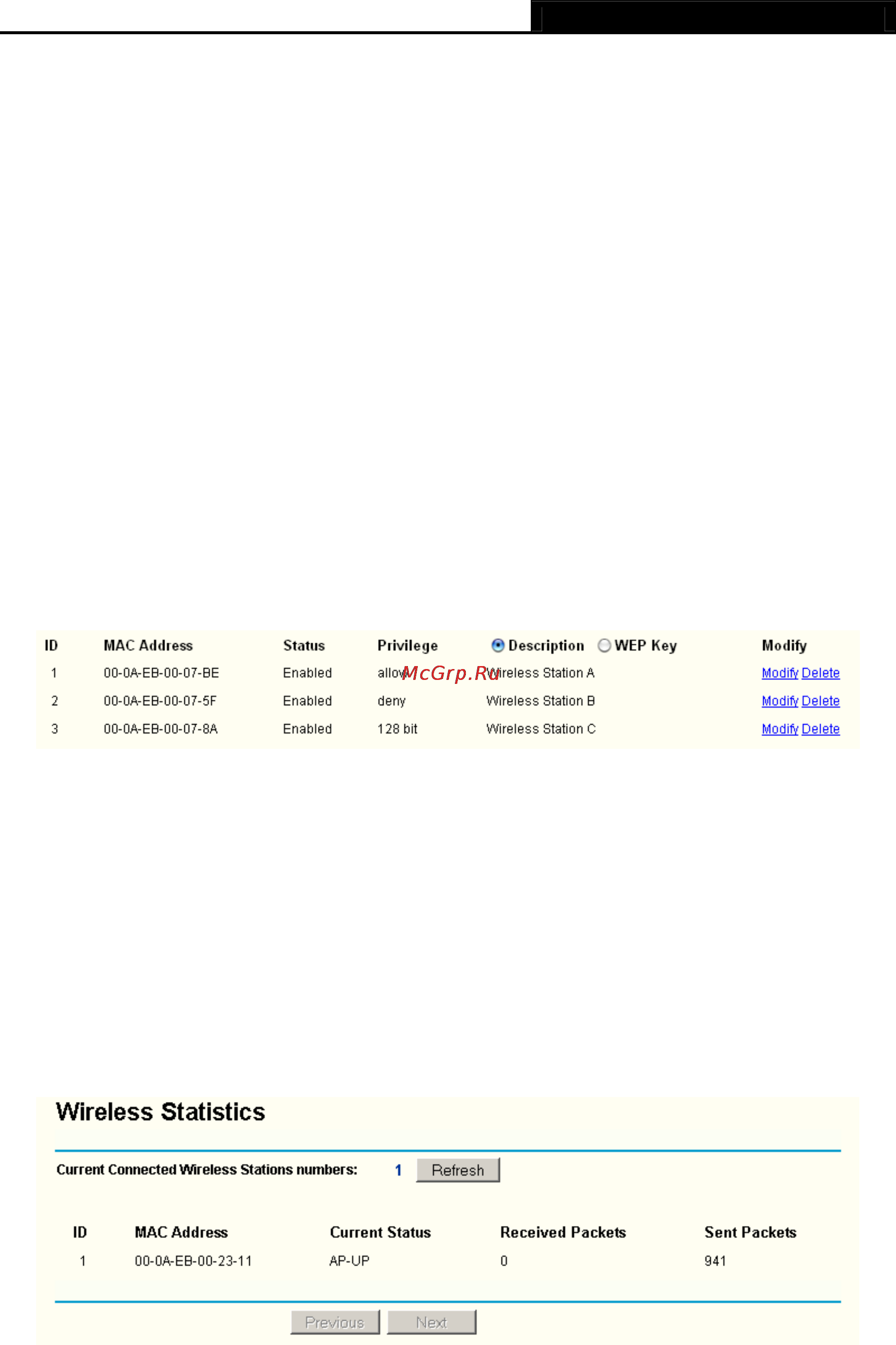 Tp-Link TL-WR340G [38/72] Wireless statistics