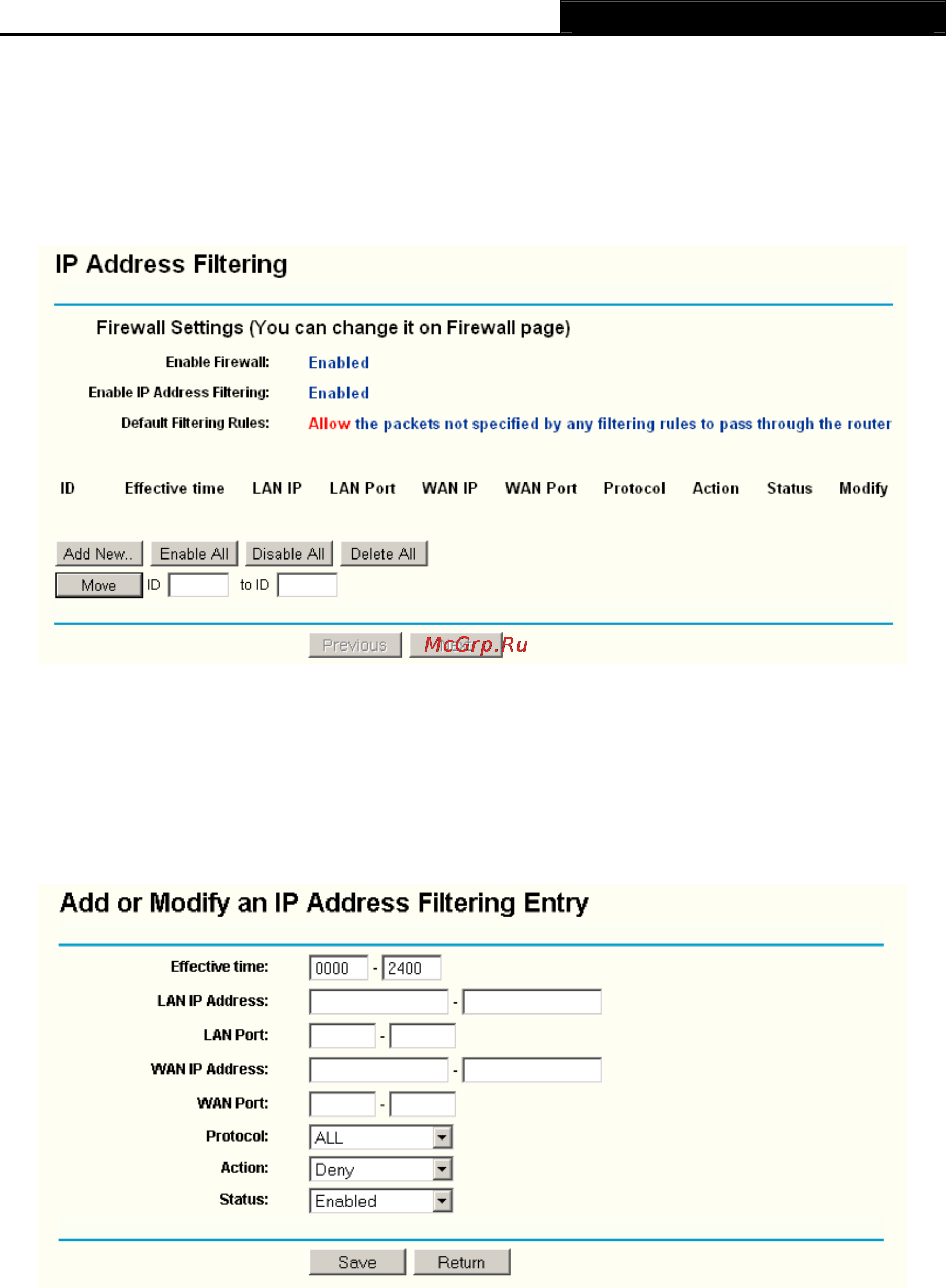 Tp-Link TL-WR340G [48/72] Ip address filtering