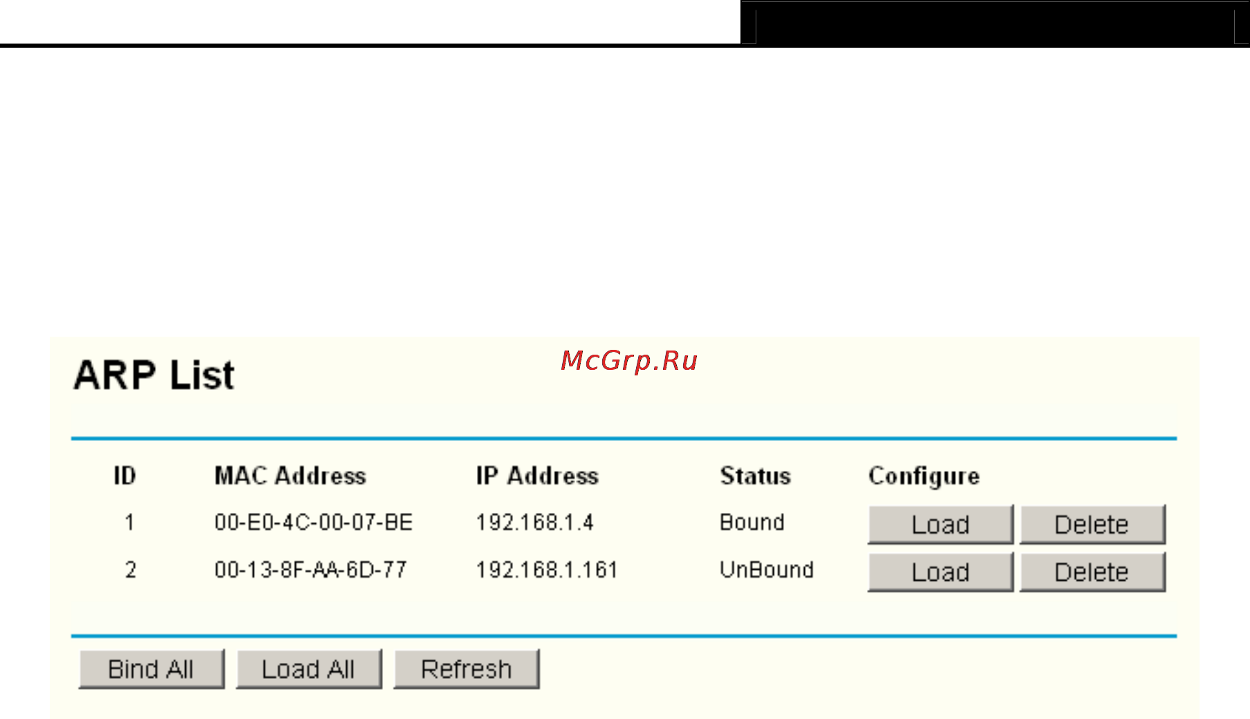 Tp-Link TL-WR340G [57/72] Arp list