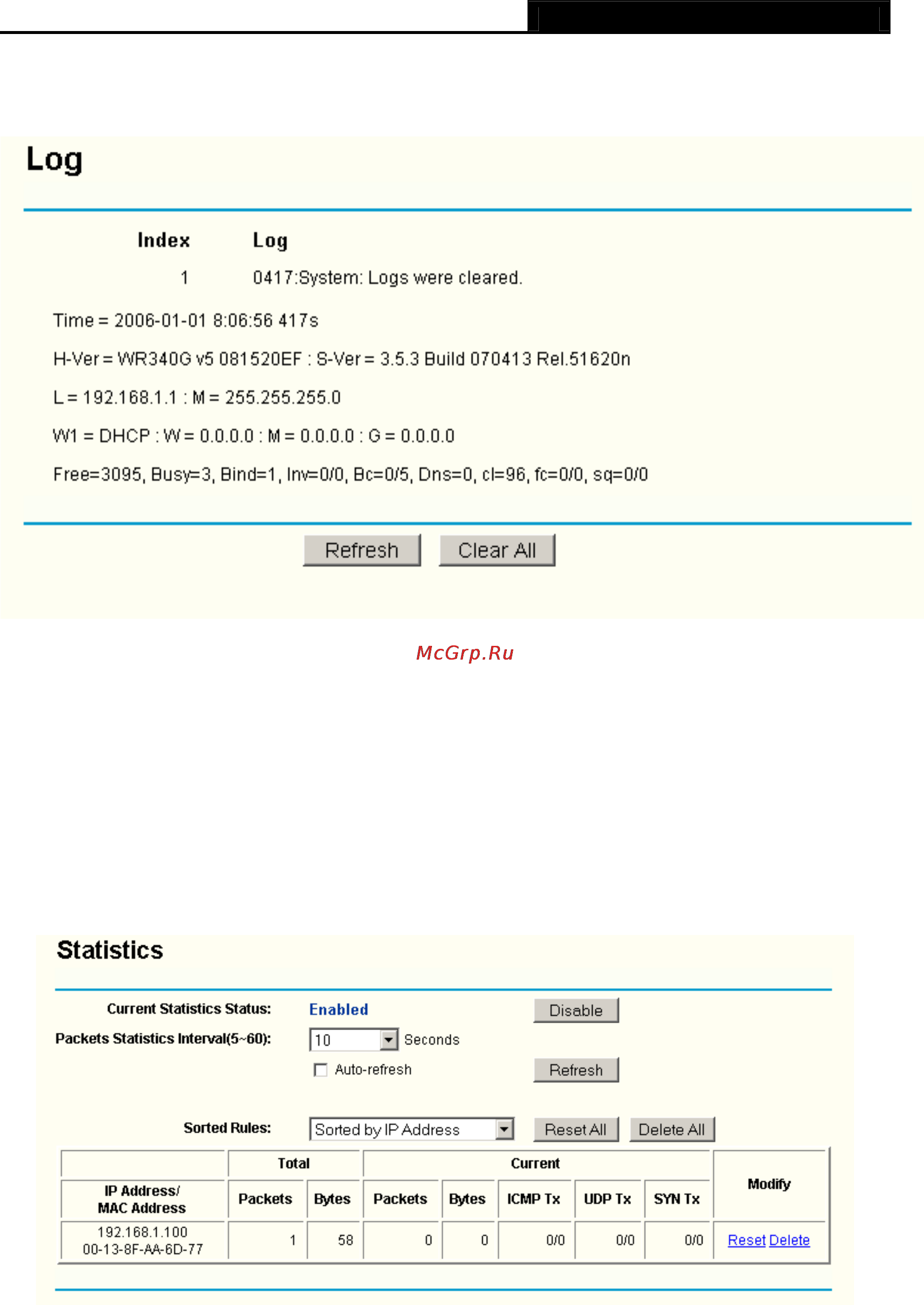 Tp-Link TL-WR340G [66/72] Statistics