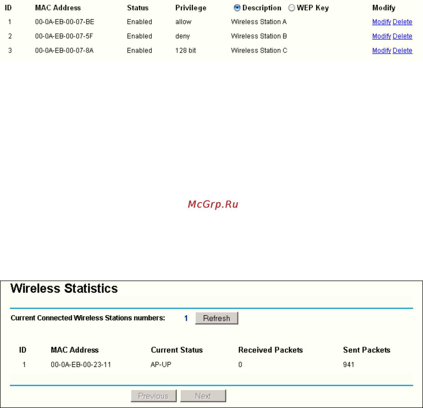 Tp-Link TL-WR54KIT [43/90] Wireless statistics