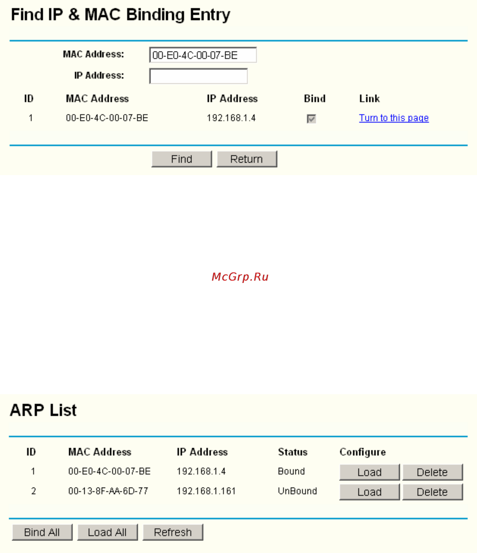 Tp-Link TL-WR54KIT [66/90] Arp list