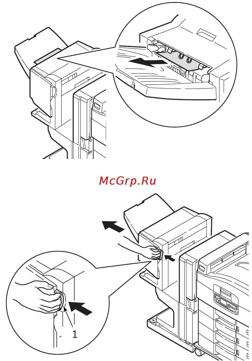 OKI C9800 MFP [139/204] 592 593 599 643 645 застревание бумаги снаружи финишера
