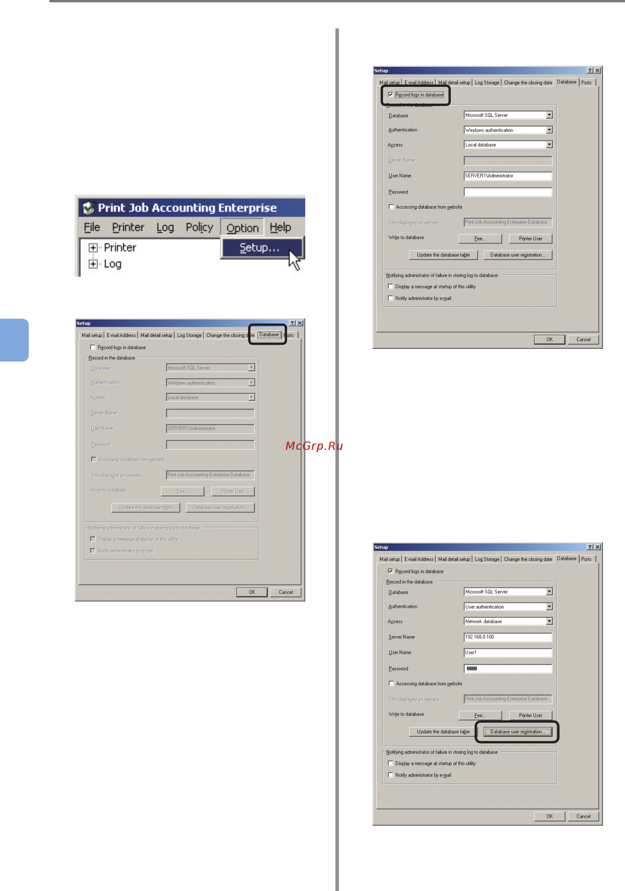 OKI C9800GA MFP [156/239] Changing the password for database connection users