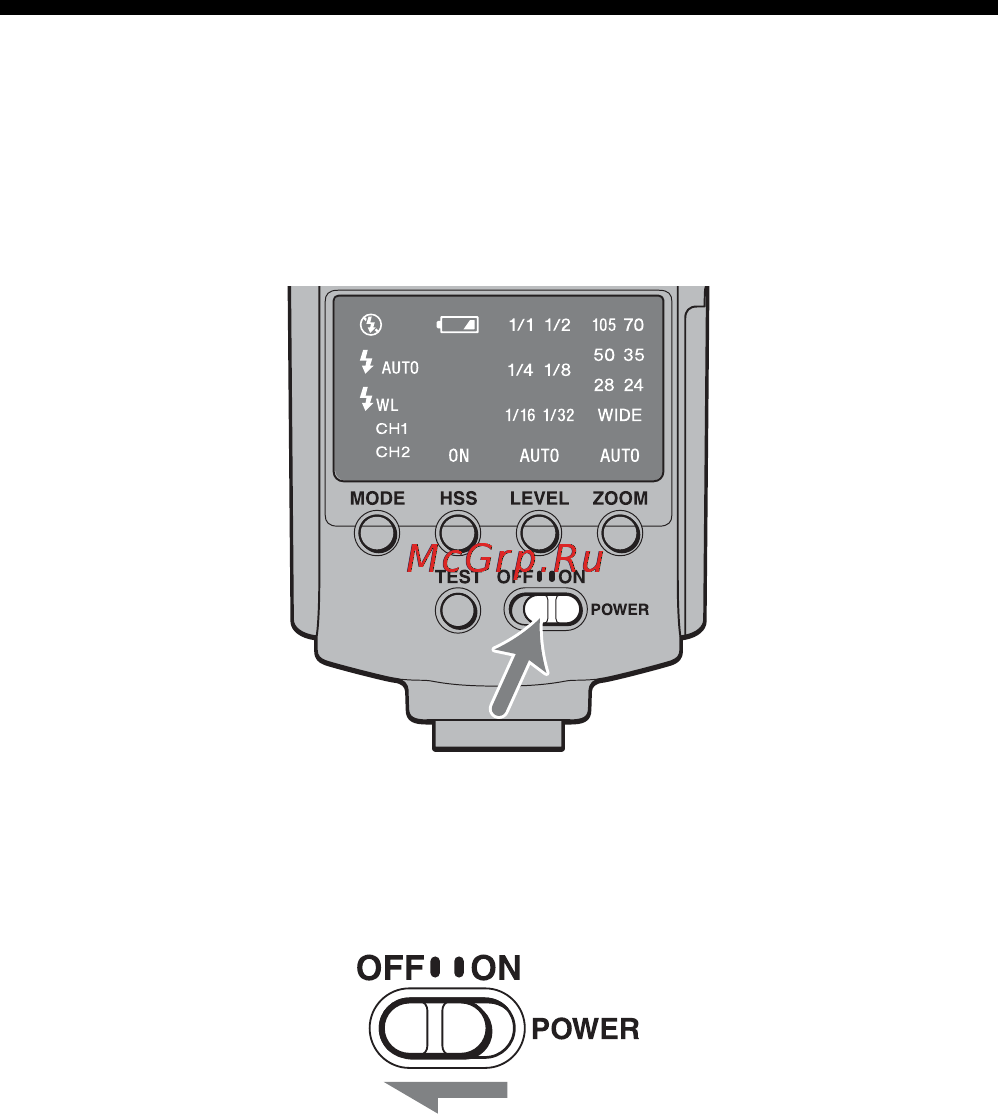 Sony HVL-F42AM [14/270] Turning on the power
