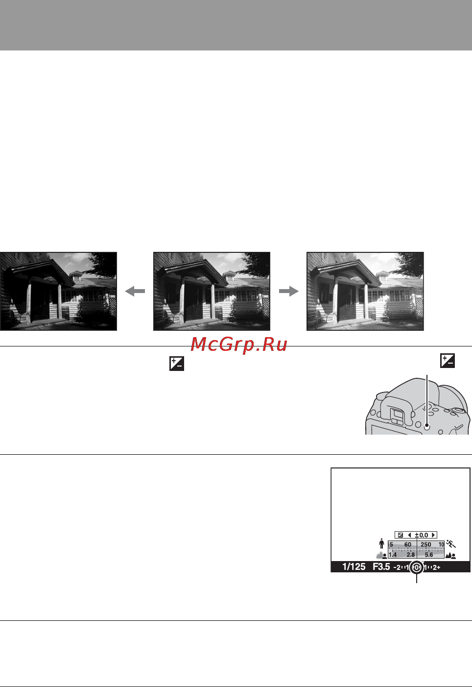 Sony Alpha DSLR-A560 [118/231] Использование коррекции яркости для всего изображения коррекция экспозиции