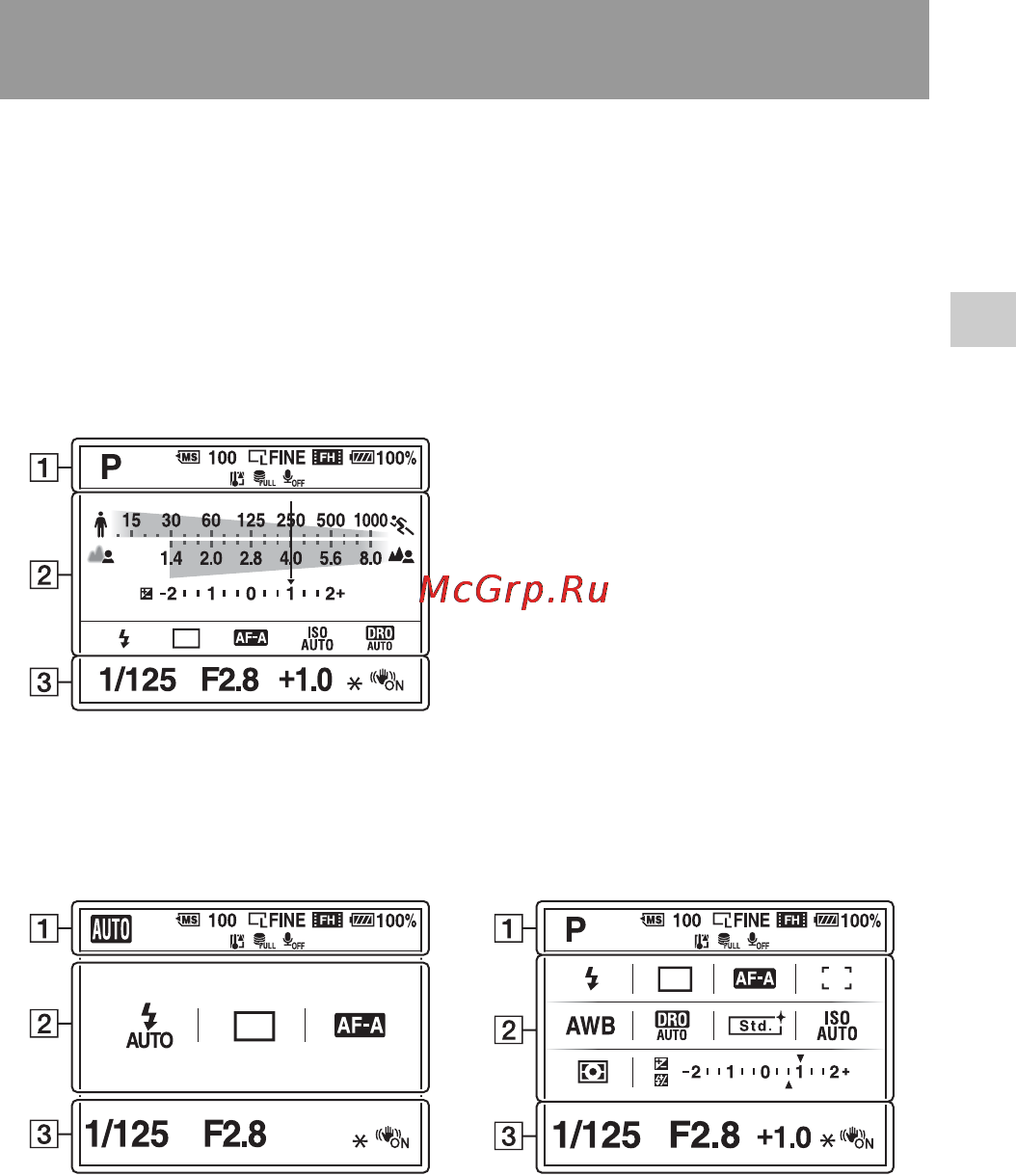 Sony Alpha DSLR-A580 [49/231] Отображение информации о записи на жк мониторе