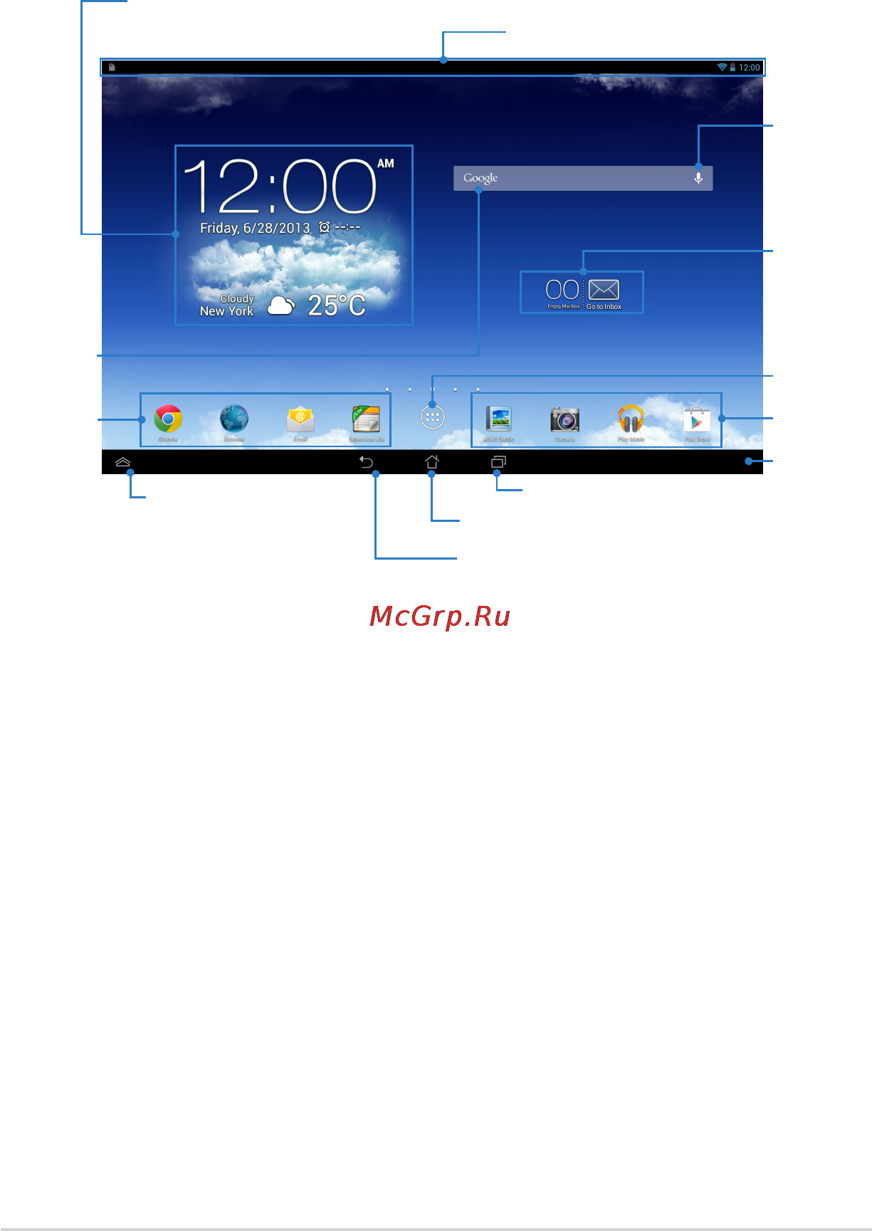 Asus MeMO Pad FHD 10 ME302KL-1B013A LTE 32Gb Blue [32/98] Главный экран