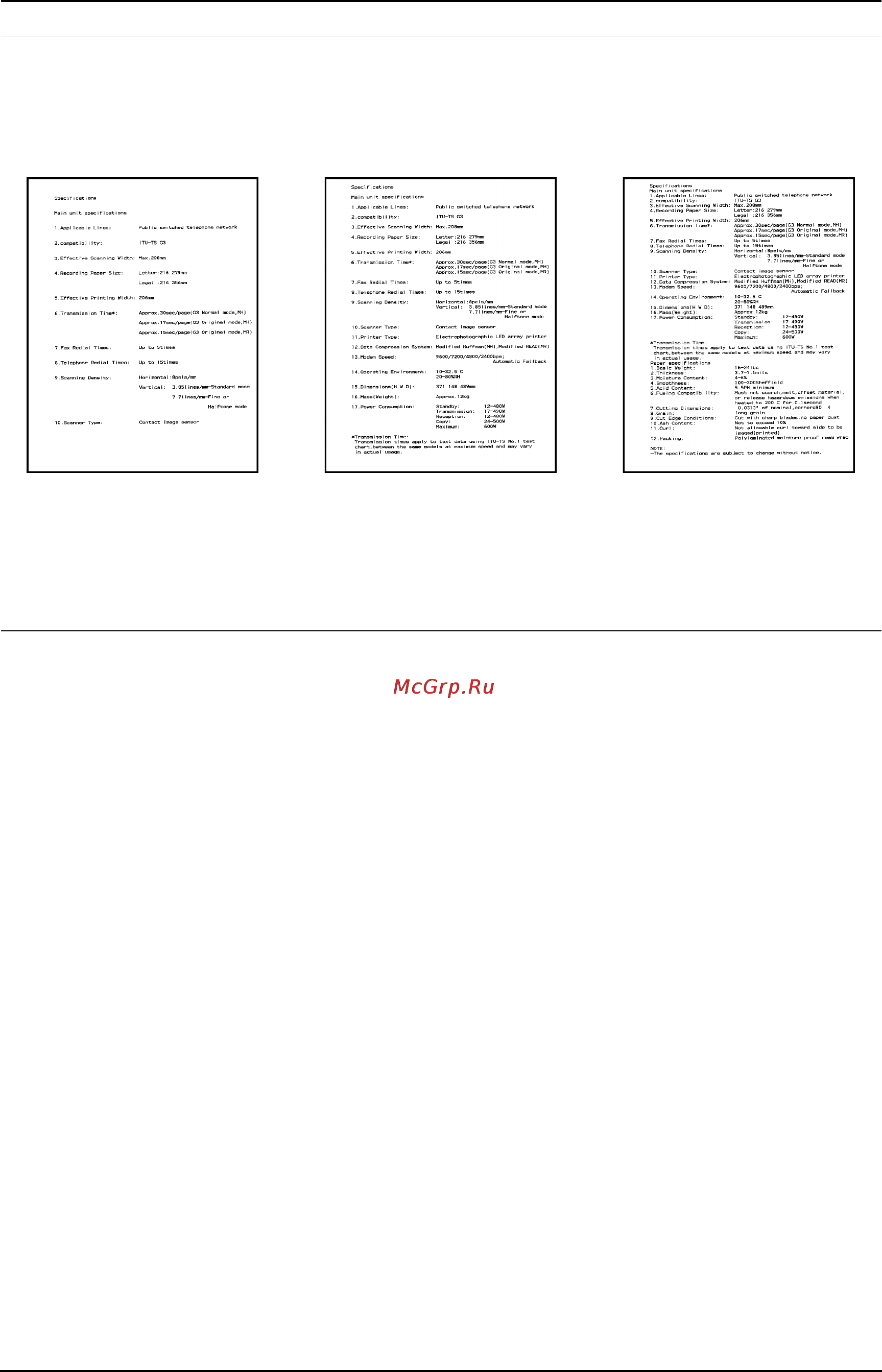 Panasonic KX-FL513RU [61/66] Общая информация