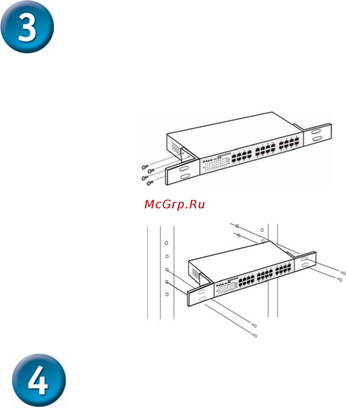 D-Link DES-1024D [3/4] Подключение сетевого кабеля