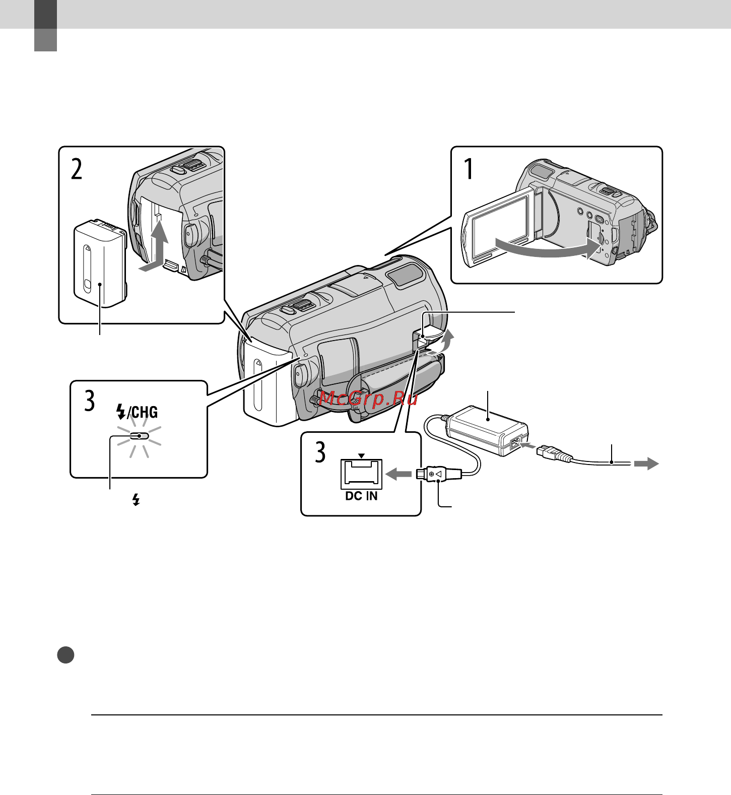 Sony HDR-CX560E [12/171] Действие 1 зарядка аккумуляторной батареи