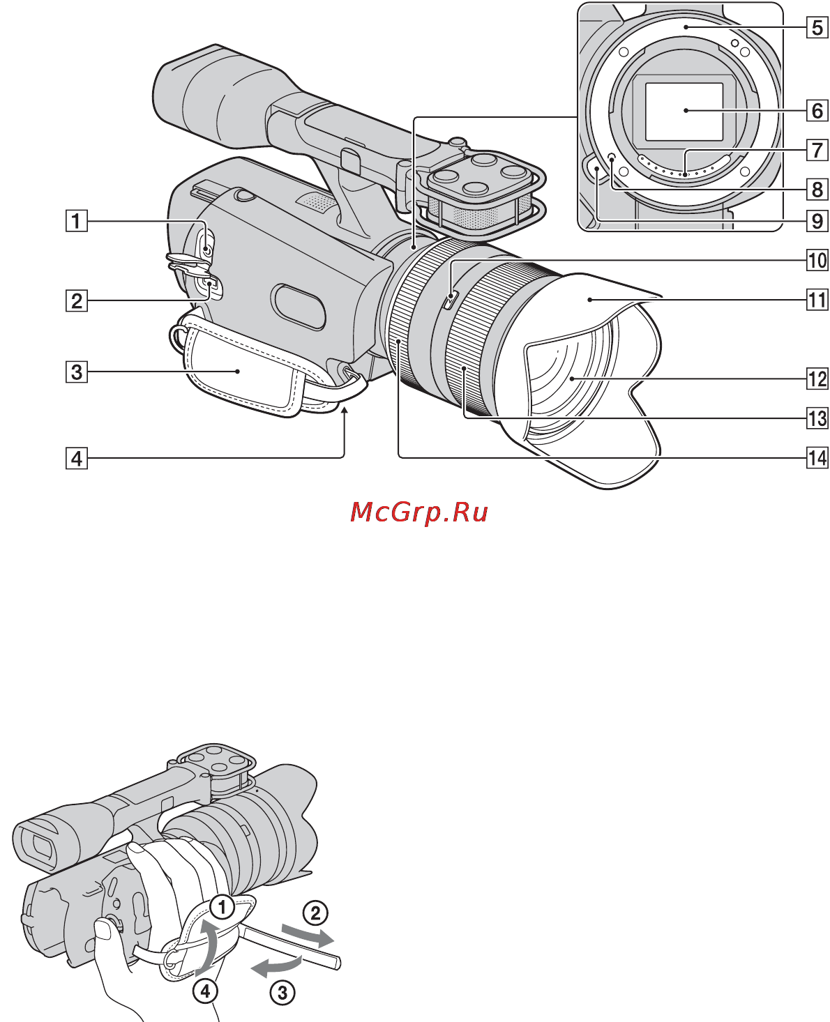 Sony NEX-VG10E [103/106] Елементи фотоапарата далі буде