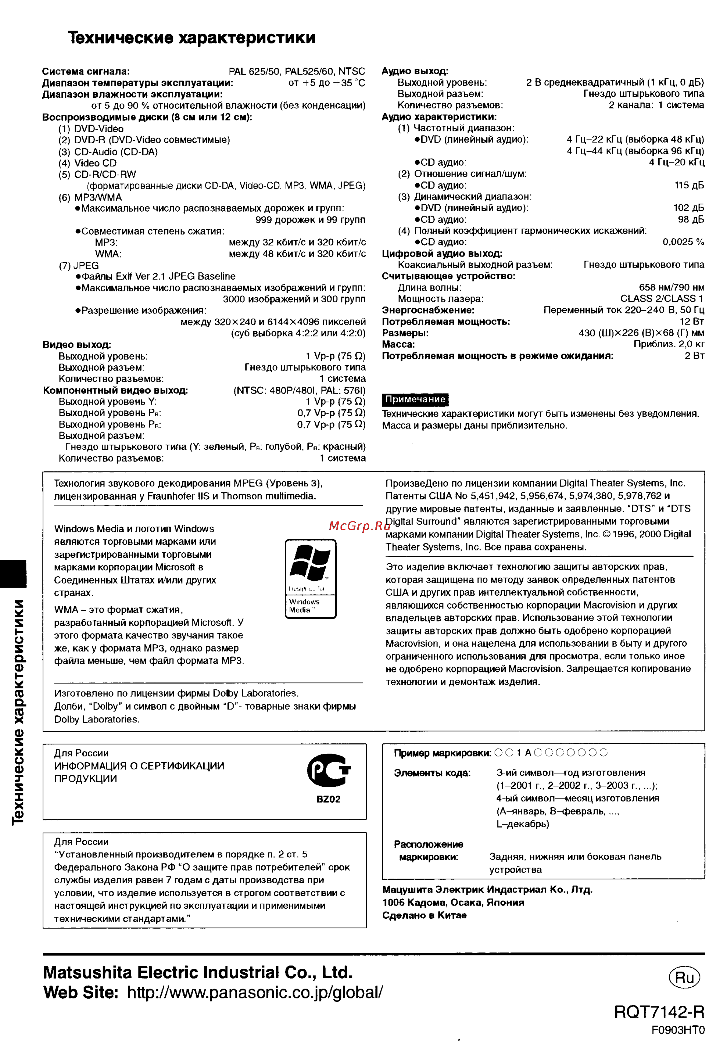 Panasonic DVD-S25 [16/16] Matsushita electric industrial со ltd web site