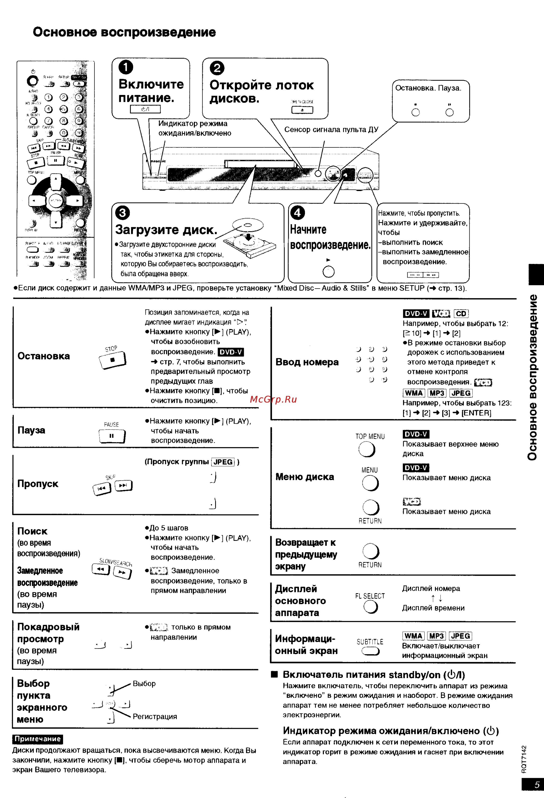 Panasonic DVD-S25 [5/16] Включите питание