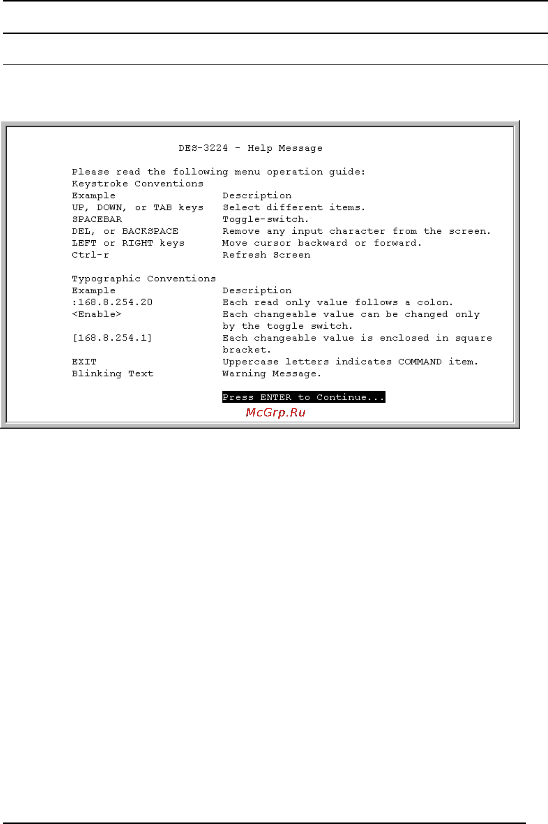D-Link DFE-904 [28/75] Help message