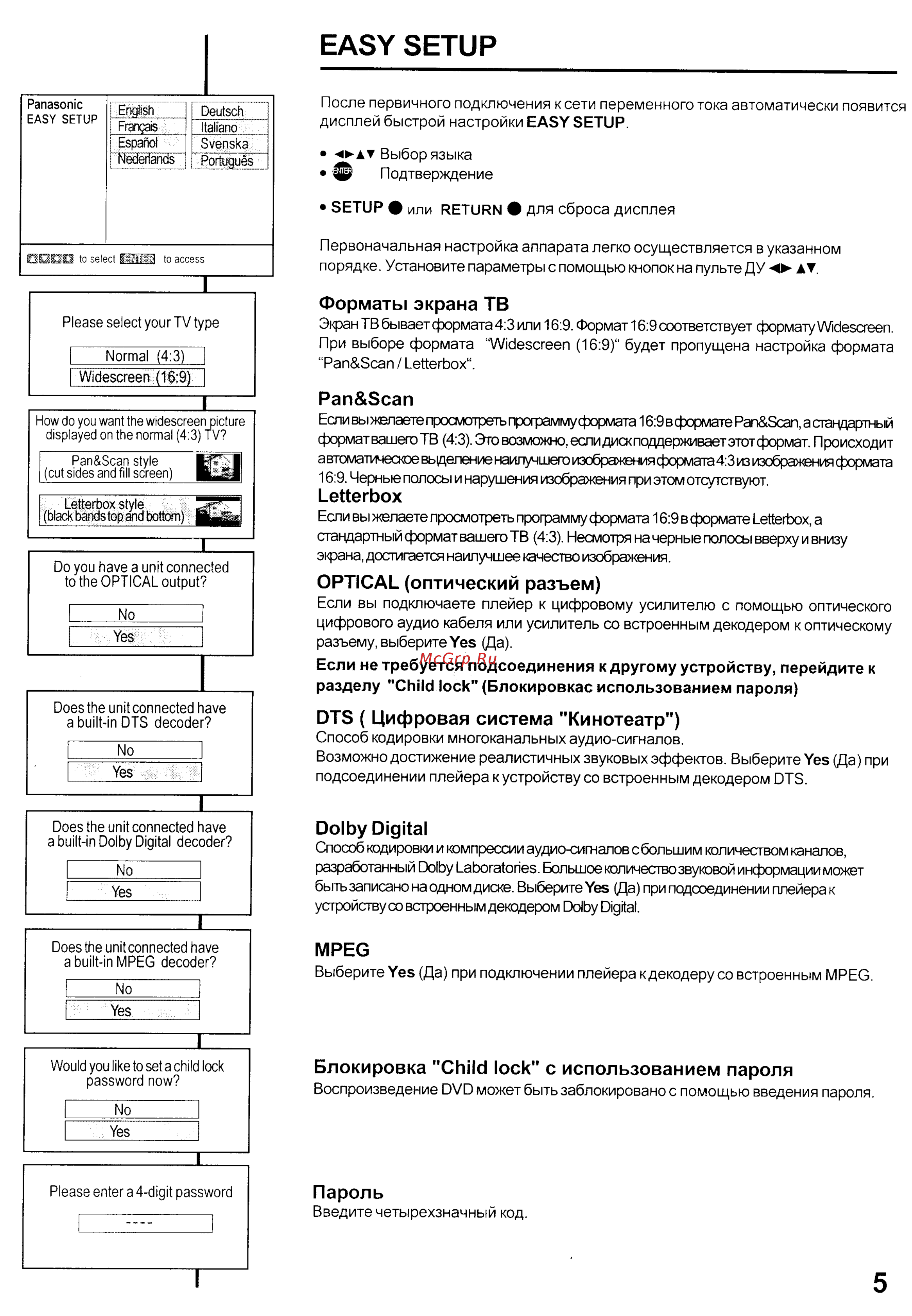 Panasonic DVD-RV32 EE-K [5/17] Форматы экрана тв