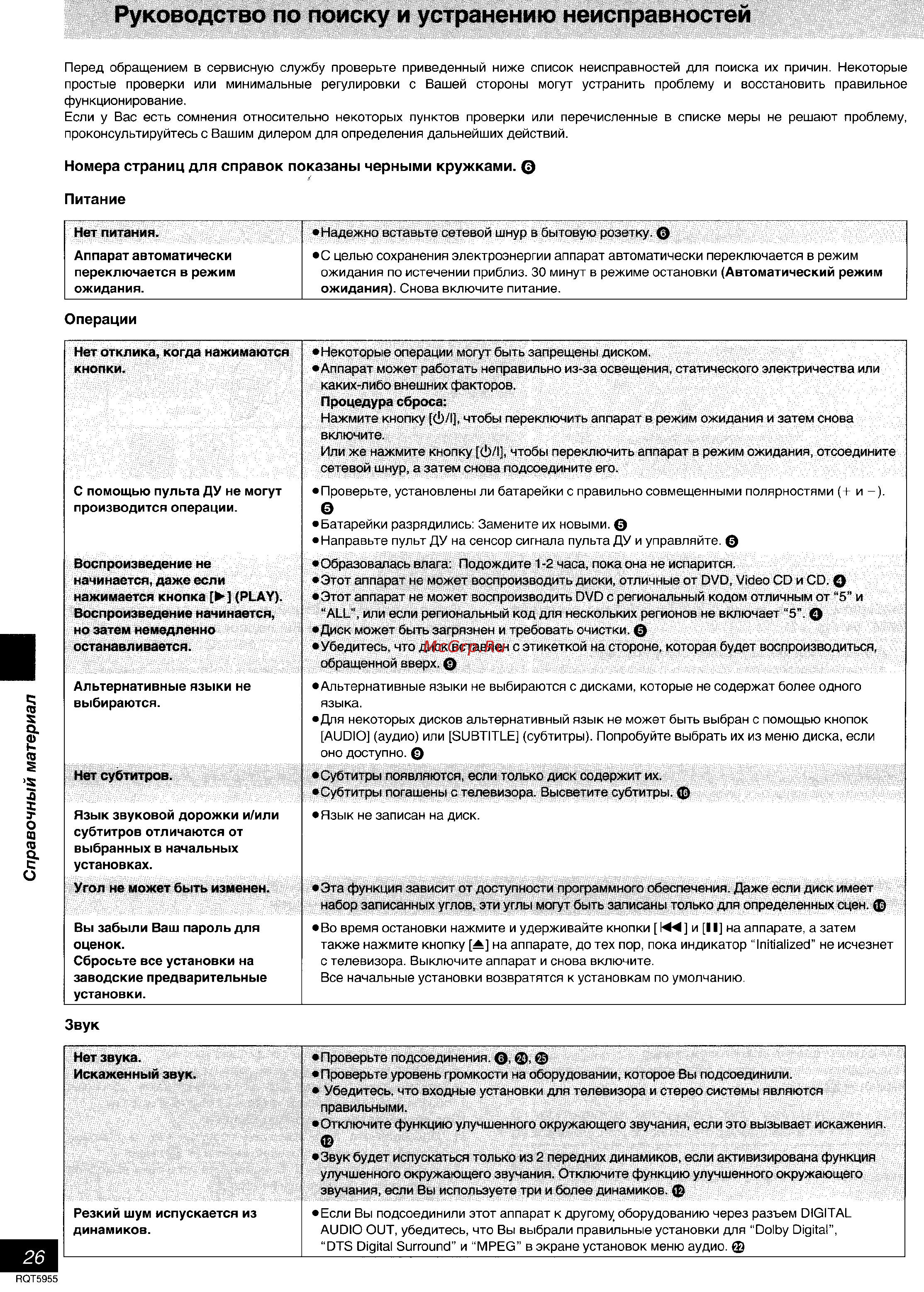 Panasonic DVD-RV31 [26/28] Руководство по поиску и устранению неисправностей