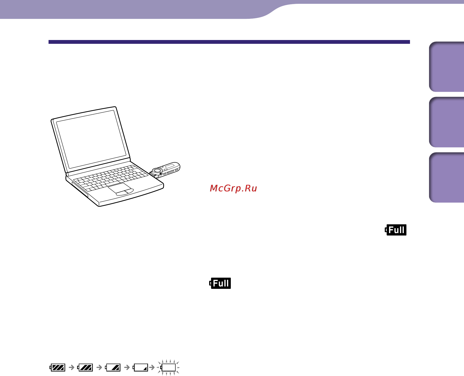 Sony NWZ-B153F 4Gb Pink [14/82] Об индикаторе батареи