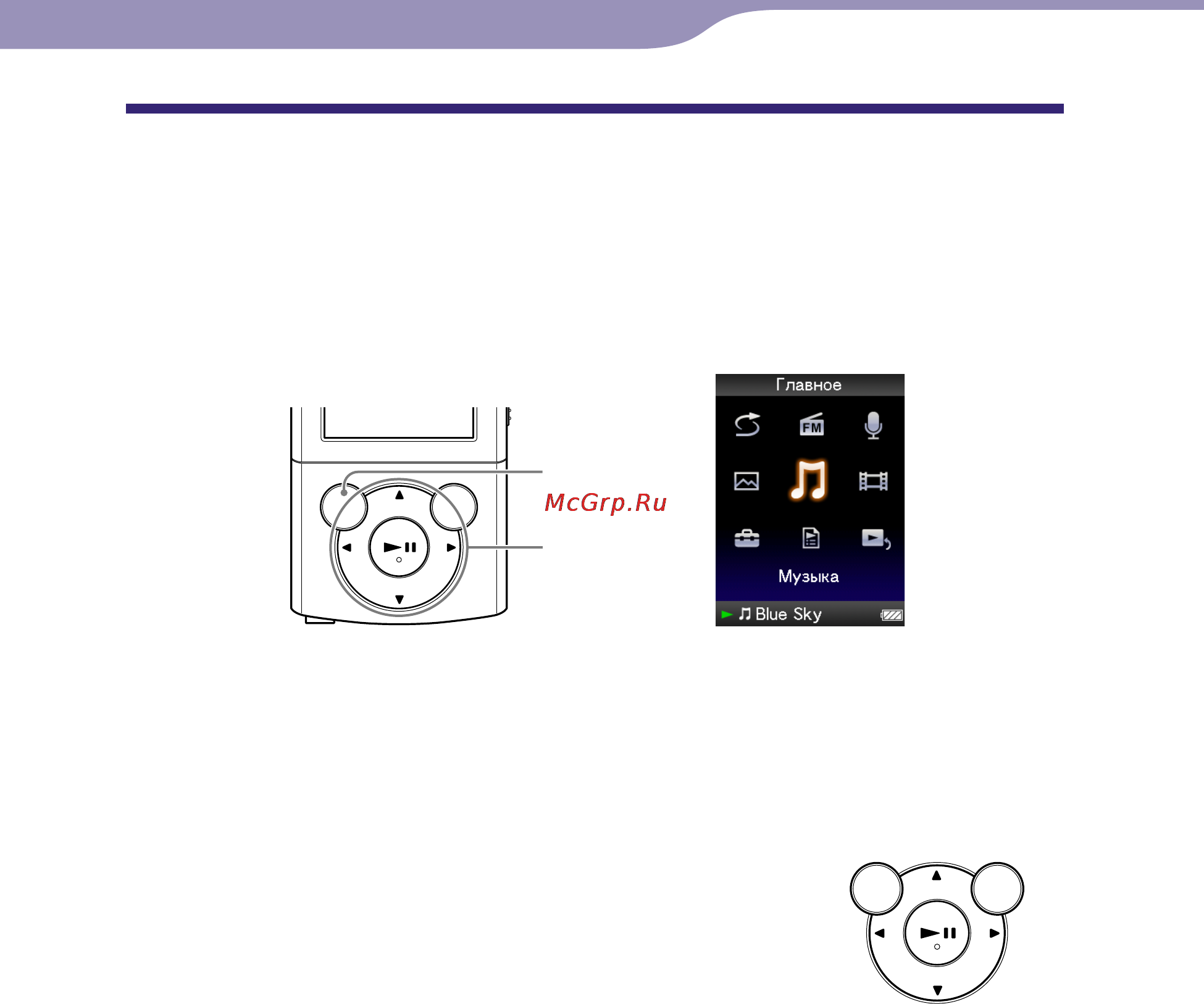 Sony NWZ-E444 8Gb Black [11/133] Использование меню главное