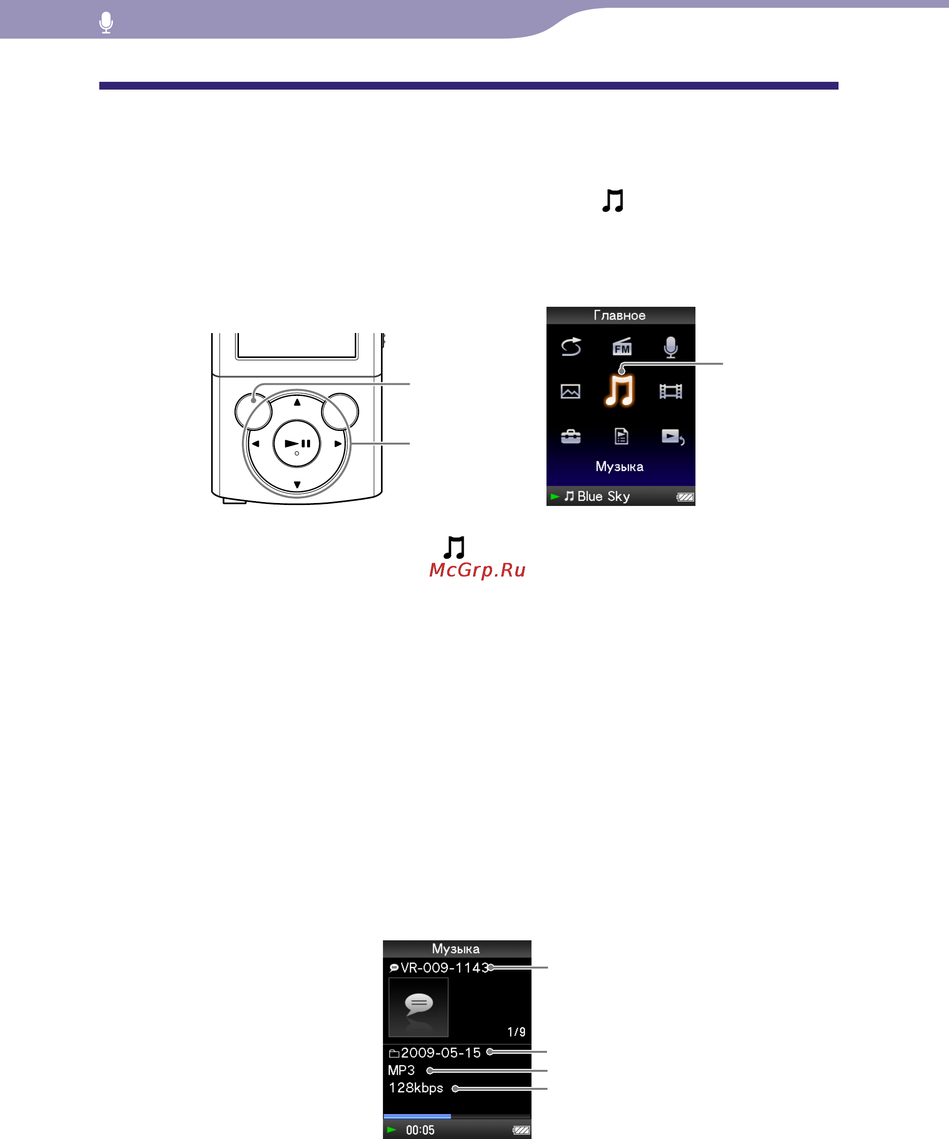 Sony NWZ-E444 8Gb Black [79/133] Воспроизведение записанных файлов с голосом