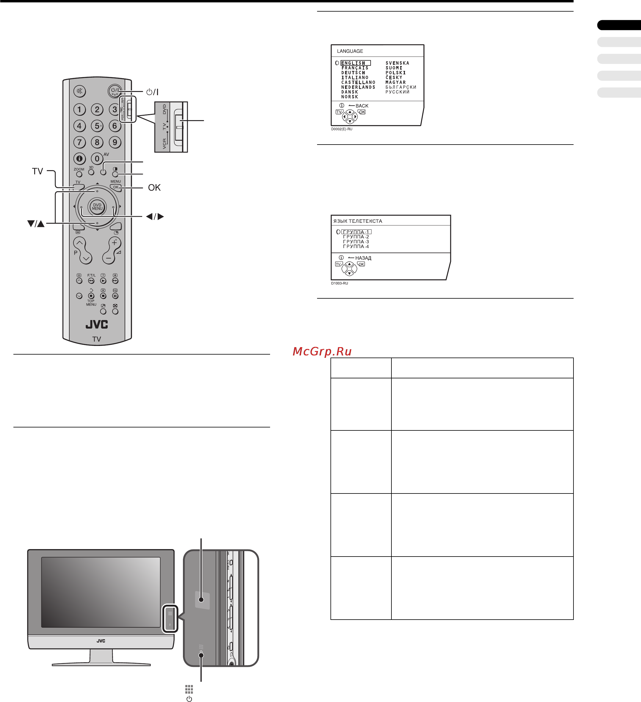 JVC LT-Z26S2 [9/37] Первоначальная установка параметров