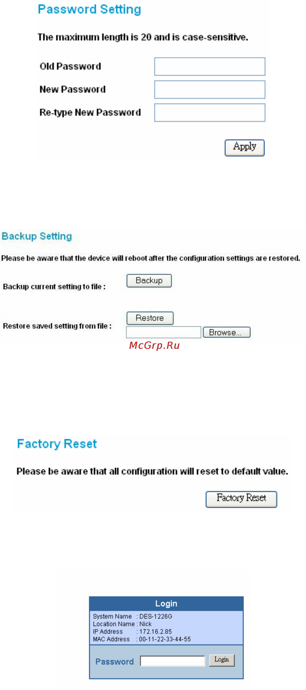 D-Link DES–1228 [21/28] Reset setting