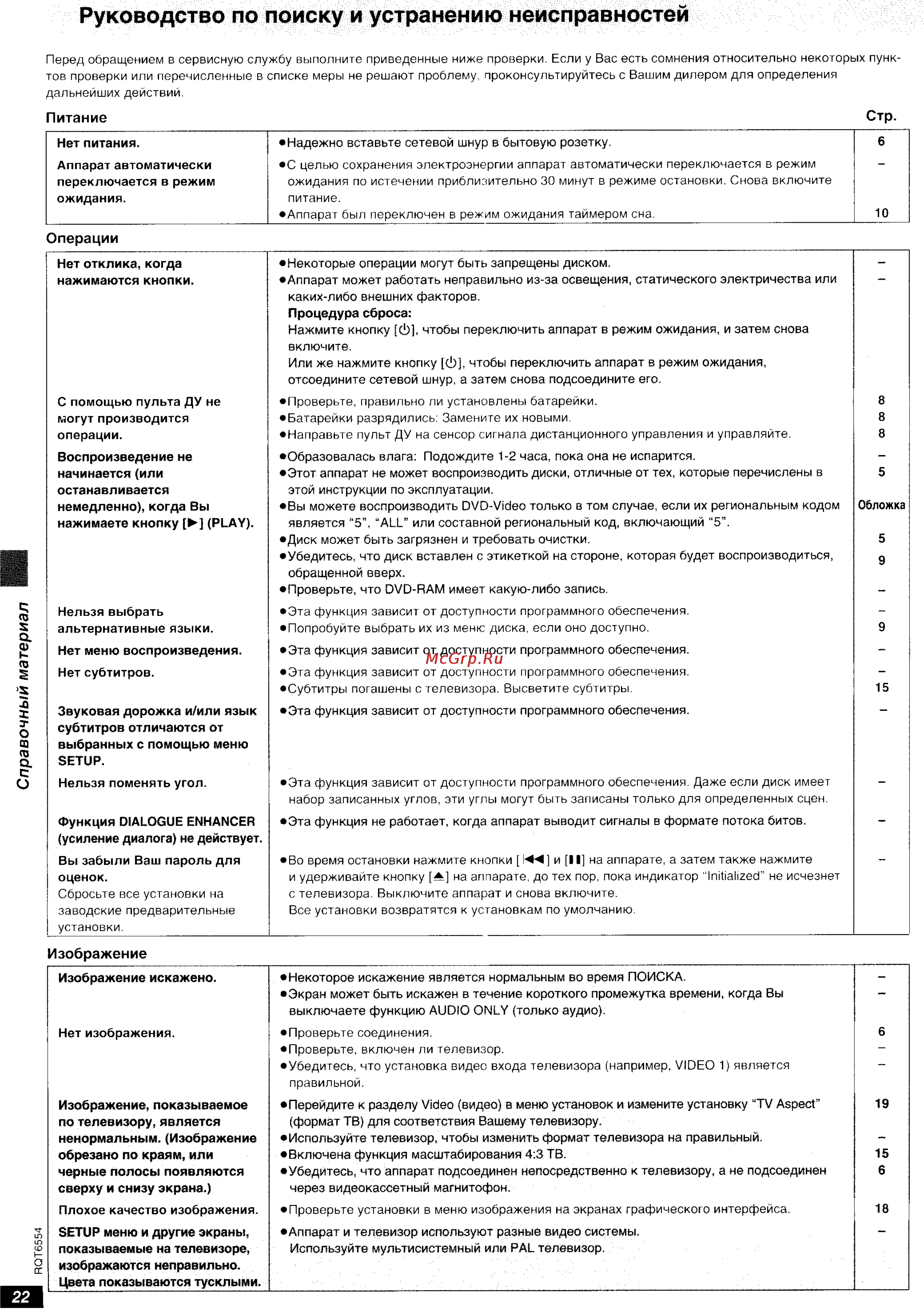 Panasonic DVD-RA82 [22/24] Руководство по поиску и устранению неисправностей