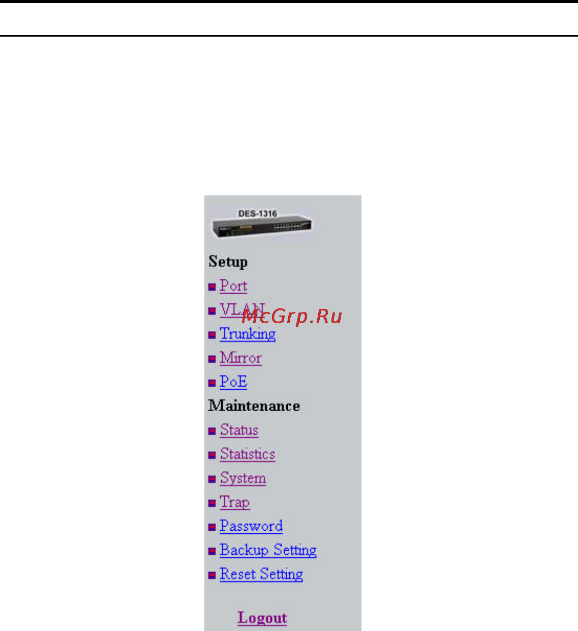 D-Link DES-1316 [29/53] Setup menu