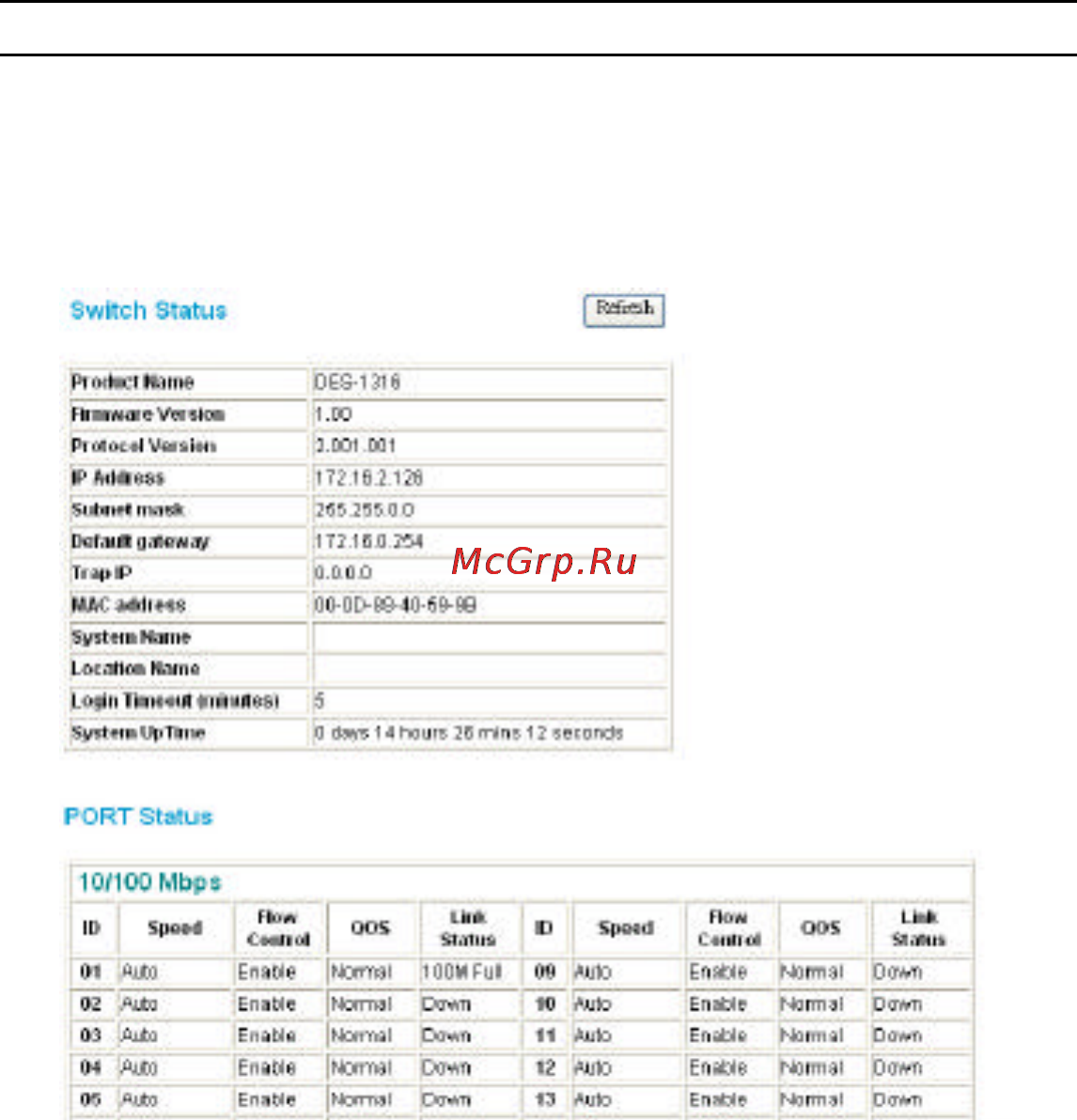 D-Link DES-1316 [36/53] Device status