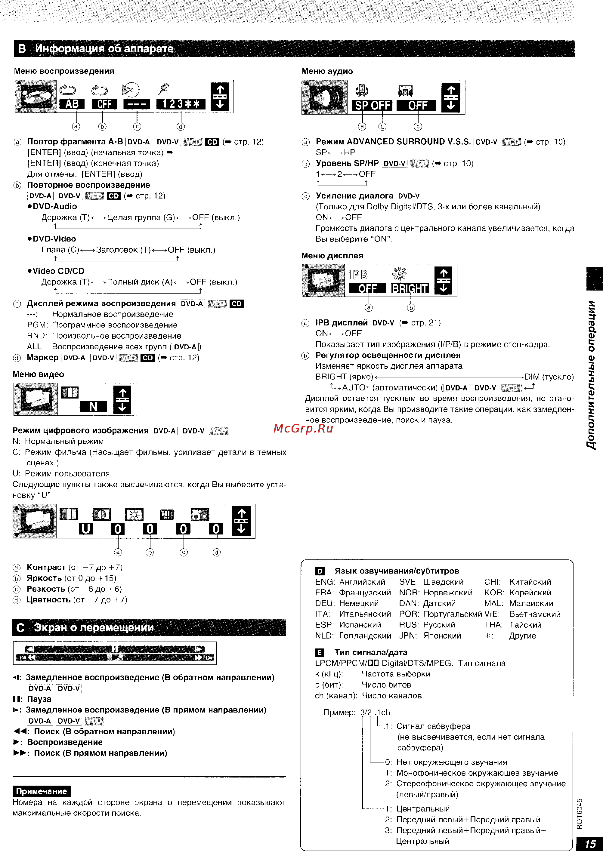 Panasonic DVD-RA61 [15/24] В информация об аппарате