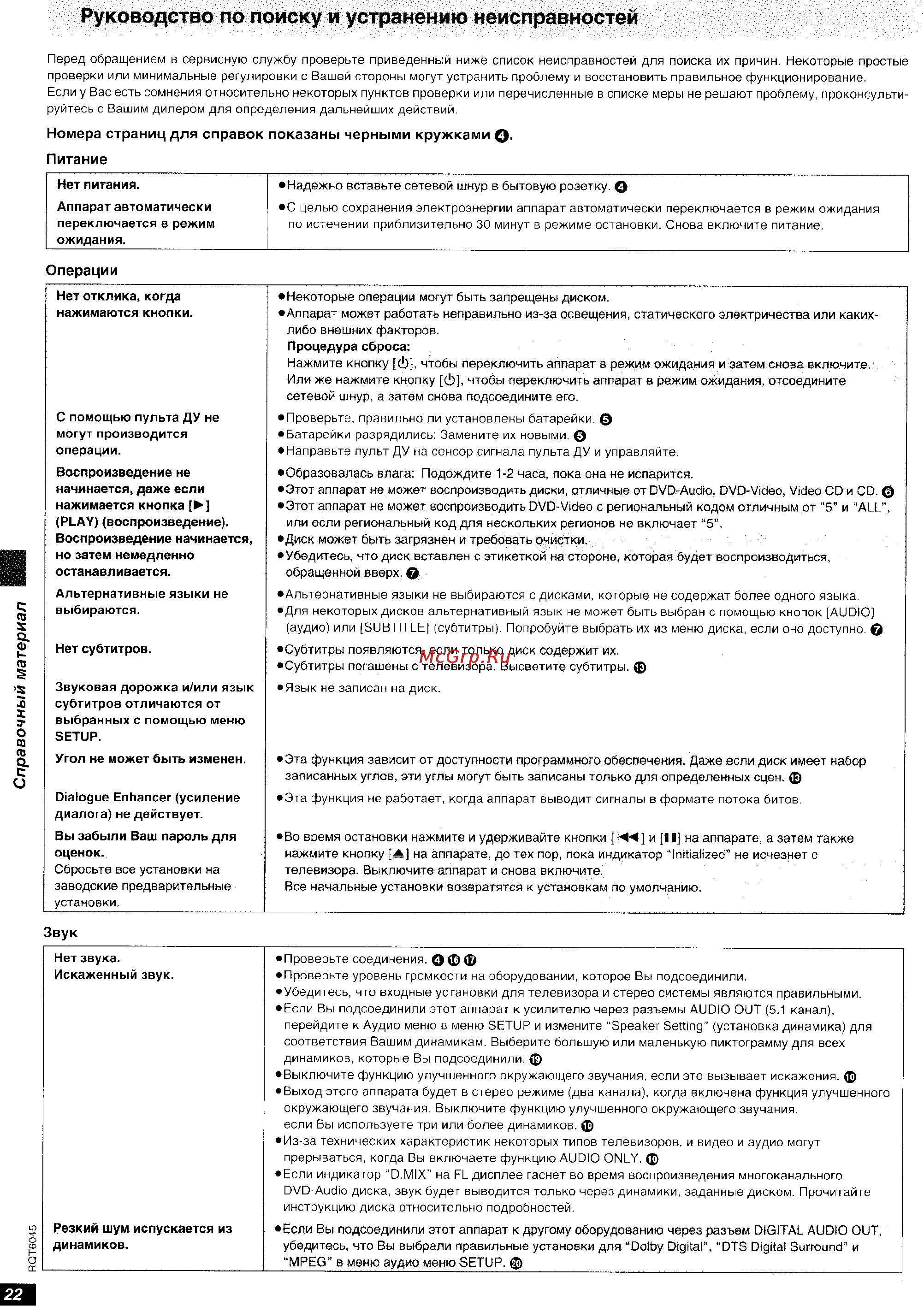 Panasonic DVD-RA61 [22/24] Руководство по поиску и устранению неисправностей