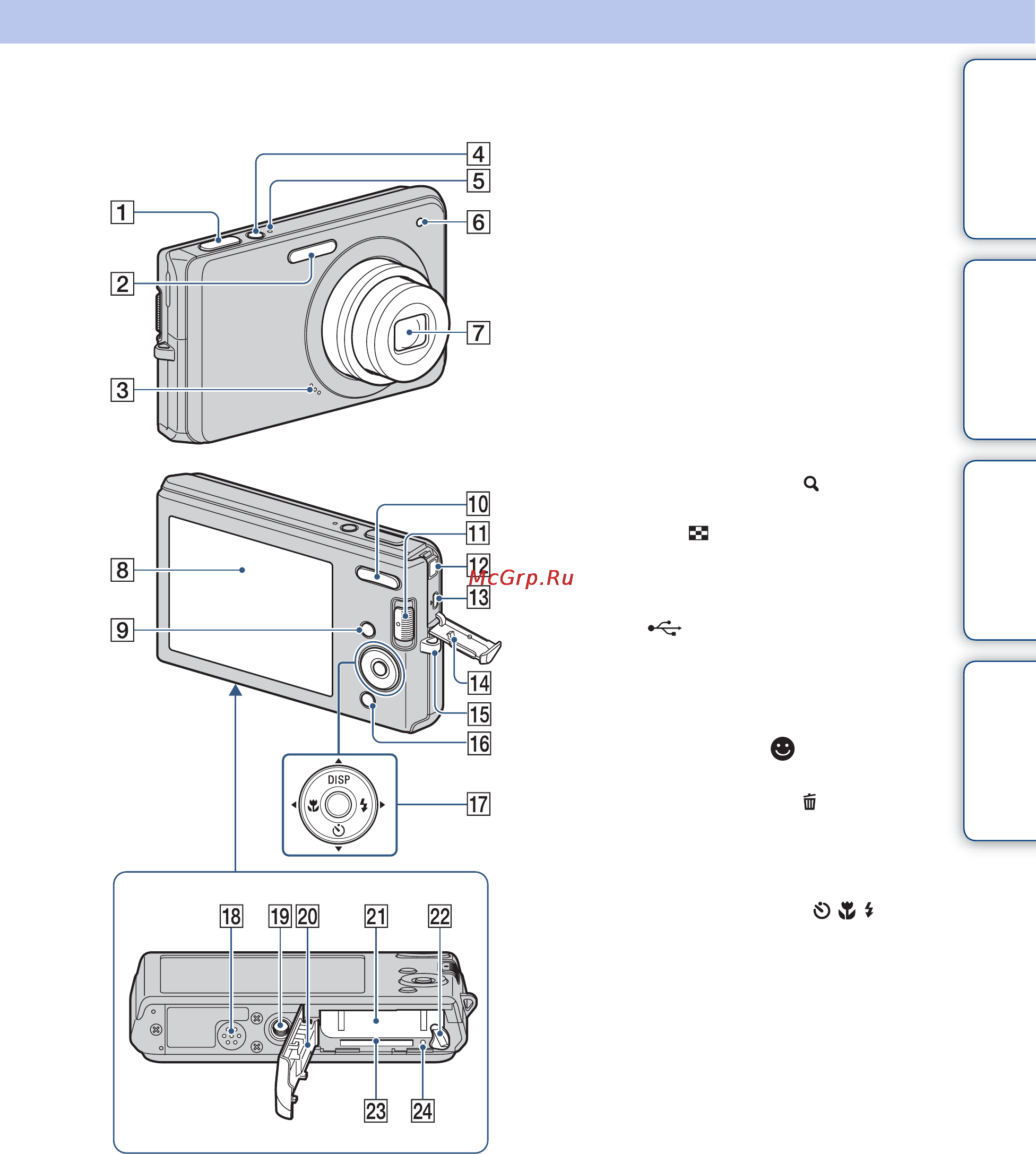 Sony Cyber-Shot DSC-W190 [12/104] Обозначение частей
