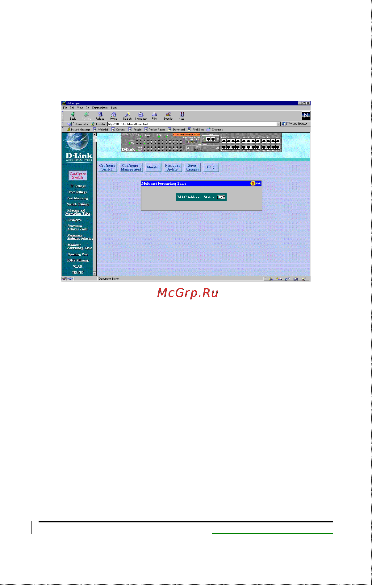 D-Link DES-2108/E [144/199] Multicast forwarding table