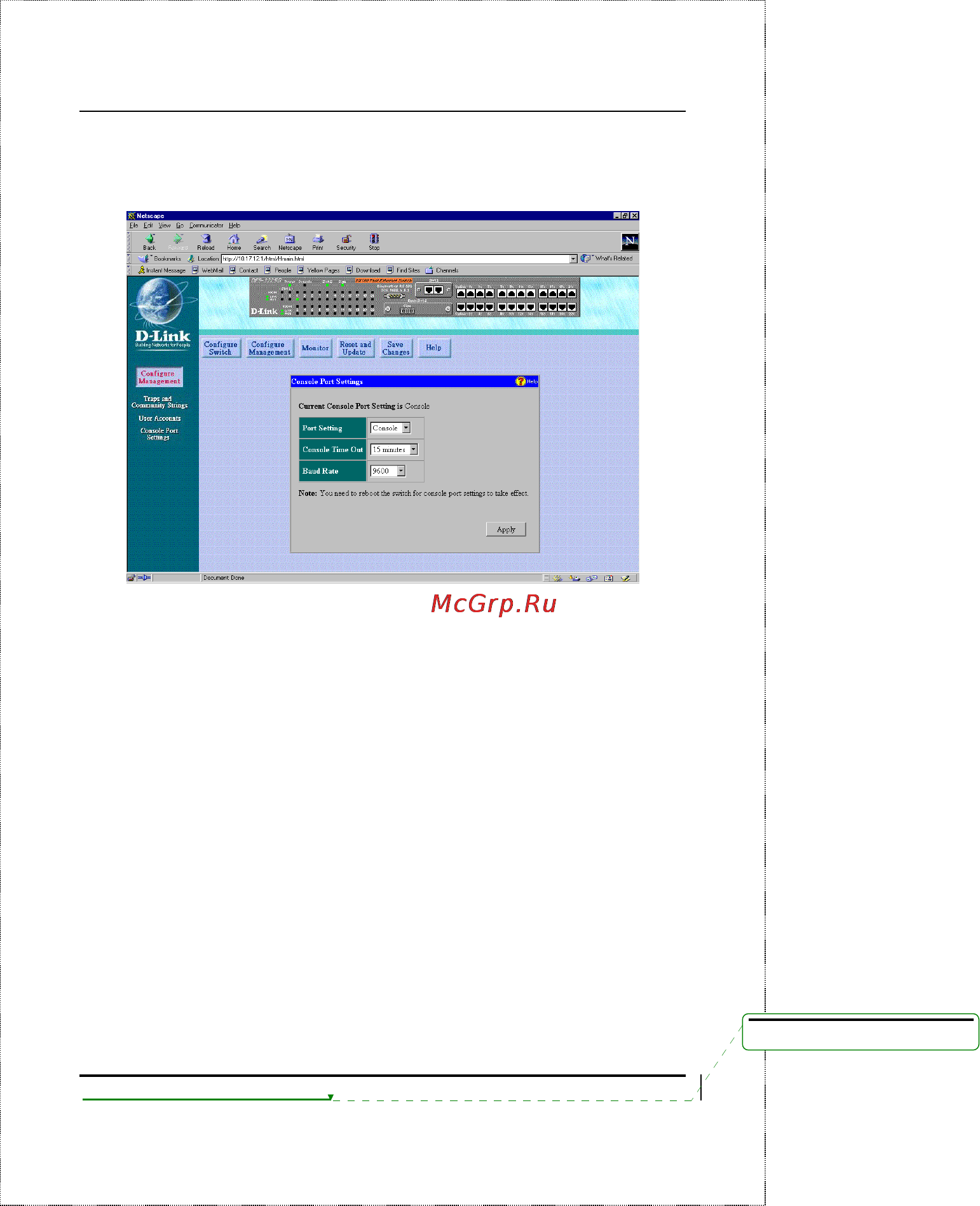 D-Link DES-2108/E [163/199] Console port settings