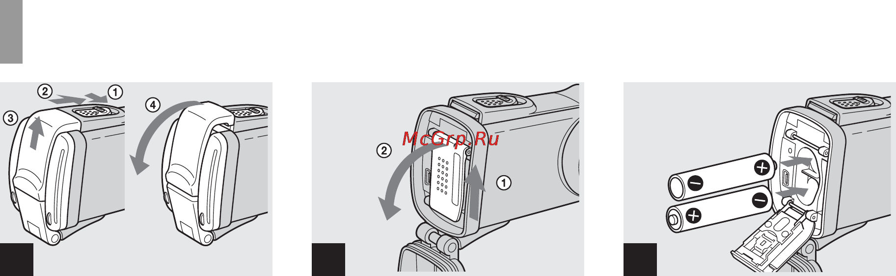 Sony Cyber-Shot DSC-U60 [110/188] Skjut det inre locket i pilens riktning för att öppna det