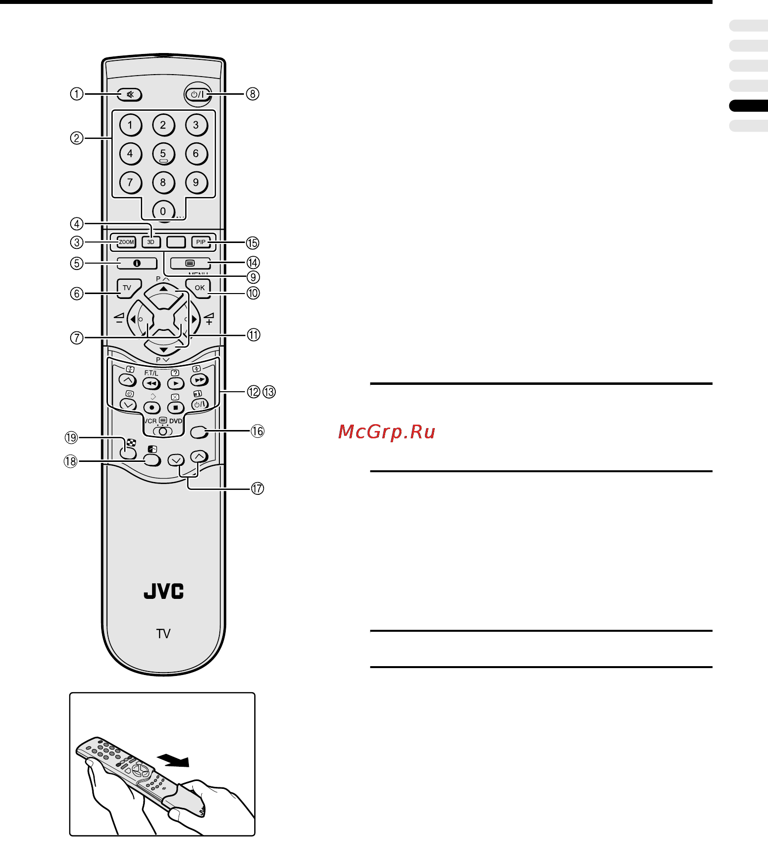 JVC HV-32D25EU [243/353] Butoanele telecomenzii şi funcţiile acestora