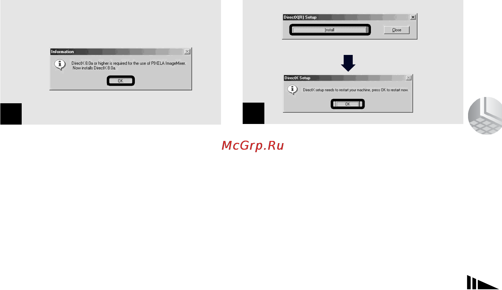 Sony Cyber-Shot DSC-U10 [67/204] Щелкните по кнопке install на экране directx setup а затем когда появится экран directx setup щелкните по кнопке ok