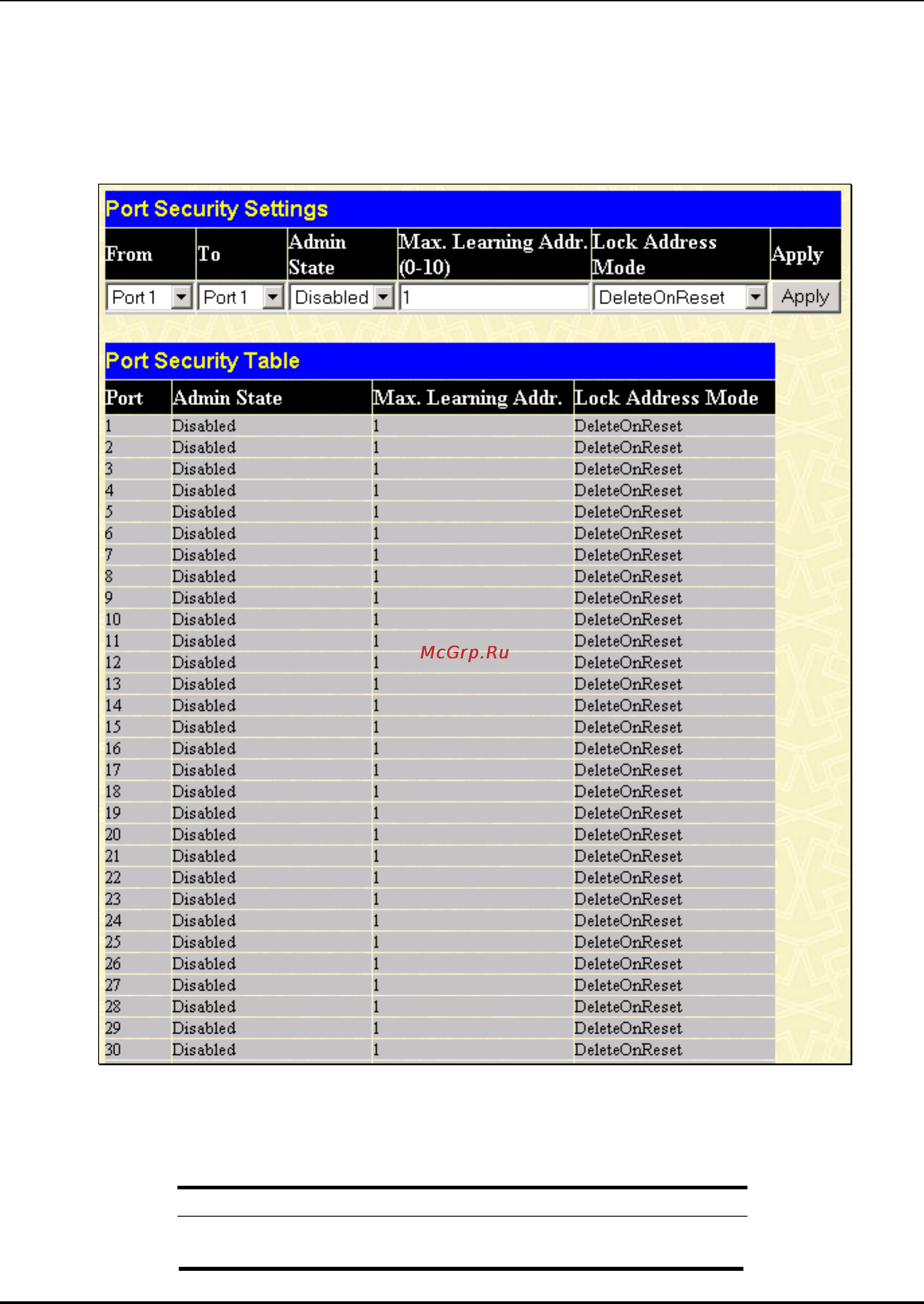 D-Link DES-3326 [77/186] Port security settings