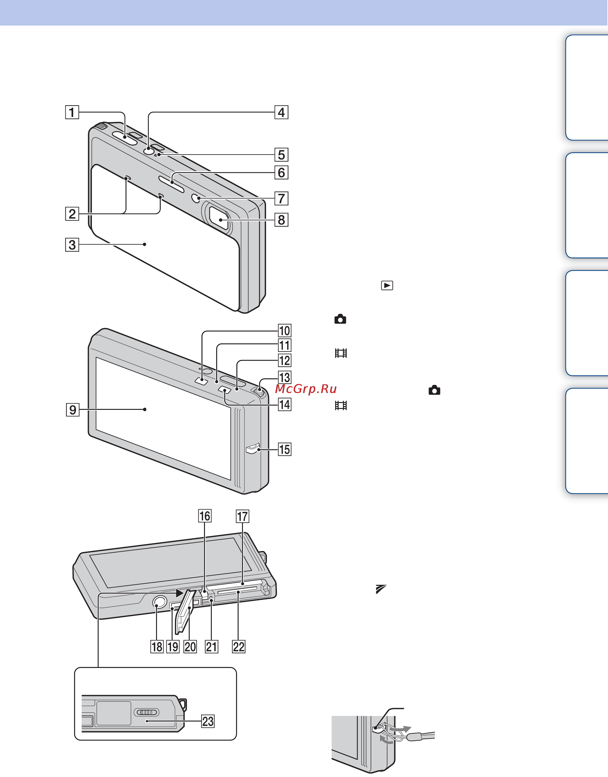 Sony Cyber-Shot DSC-TX7 [17/182] Названия частей