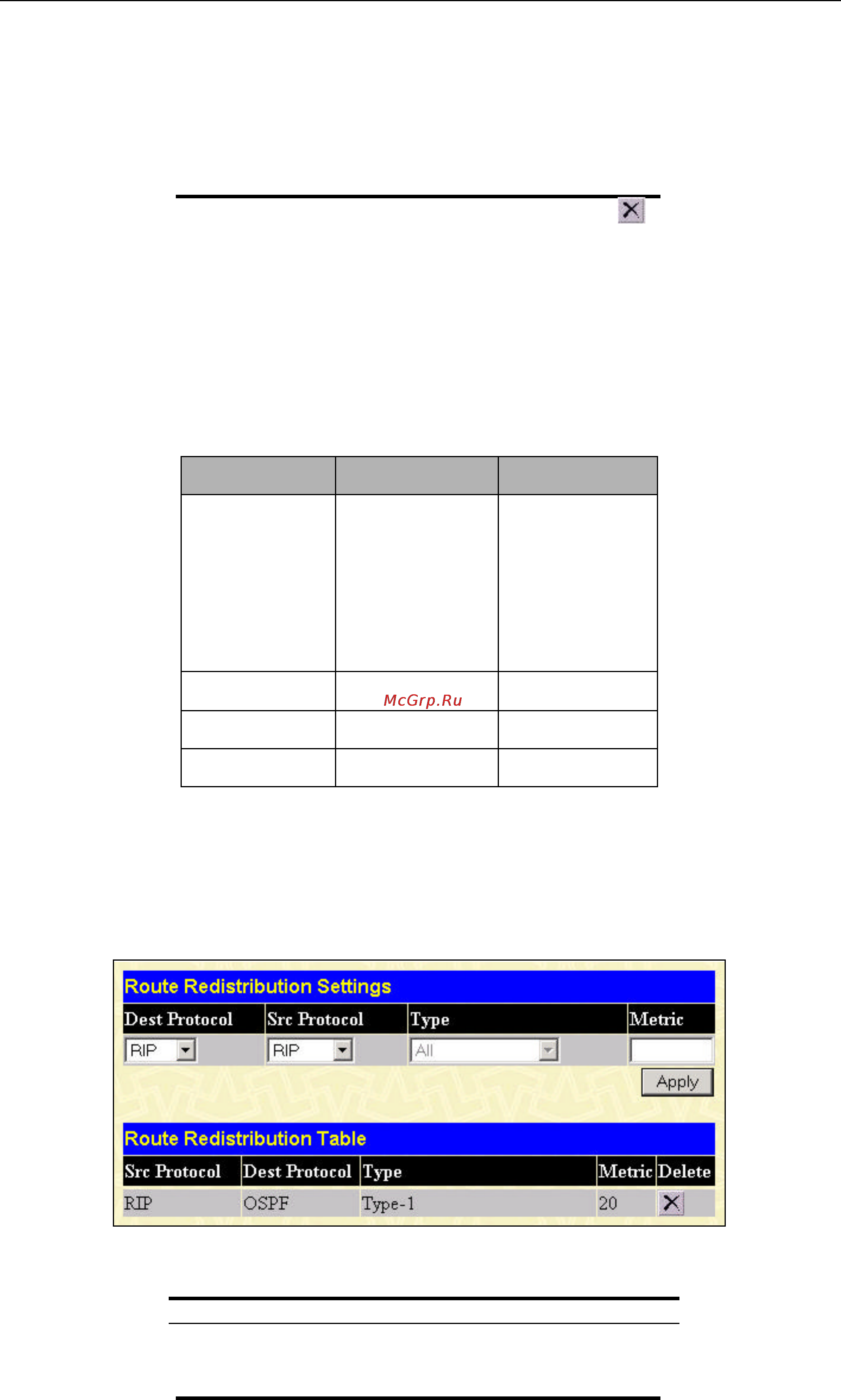 D-Link DES-3350SR [101/184] Route redistribution settings