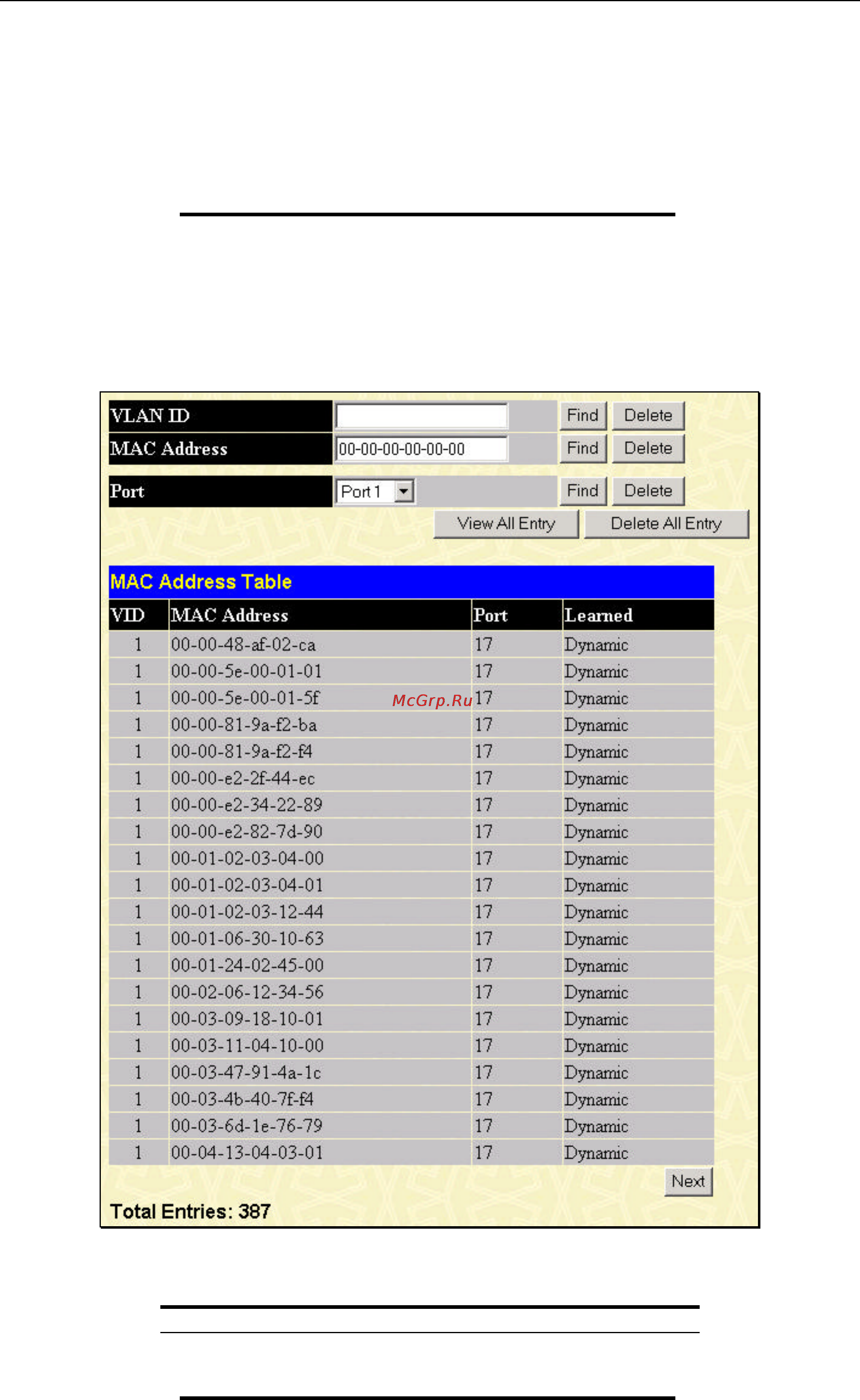 D-Link DES-3350SR [146/184] Mac address