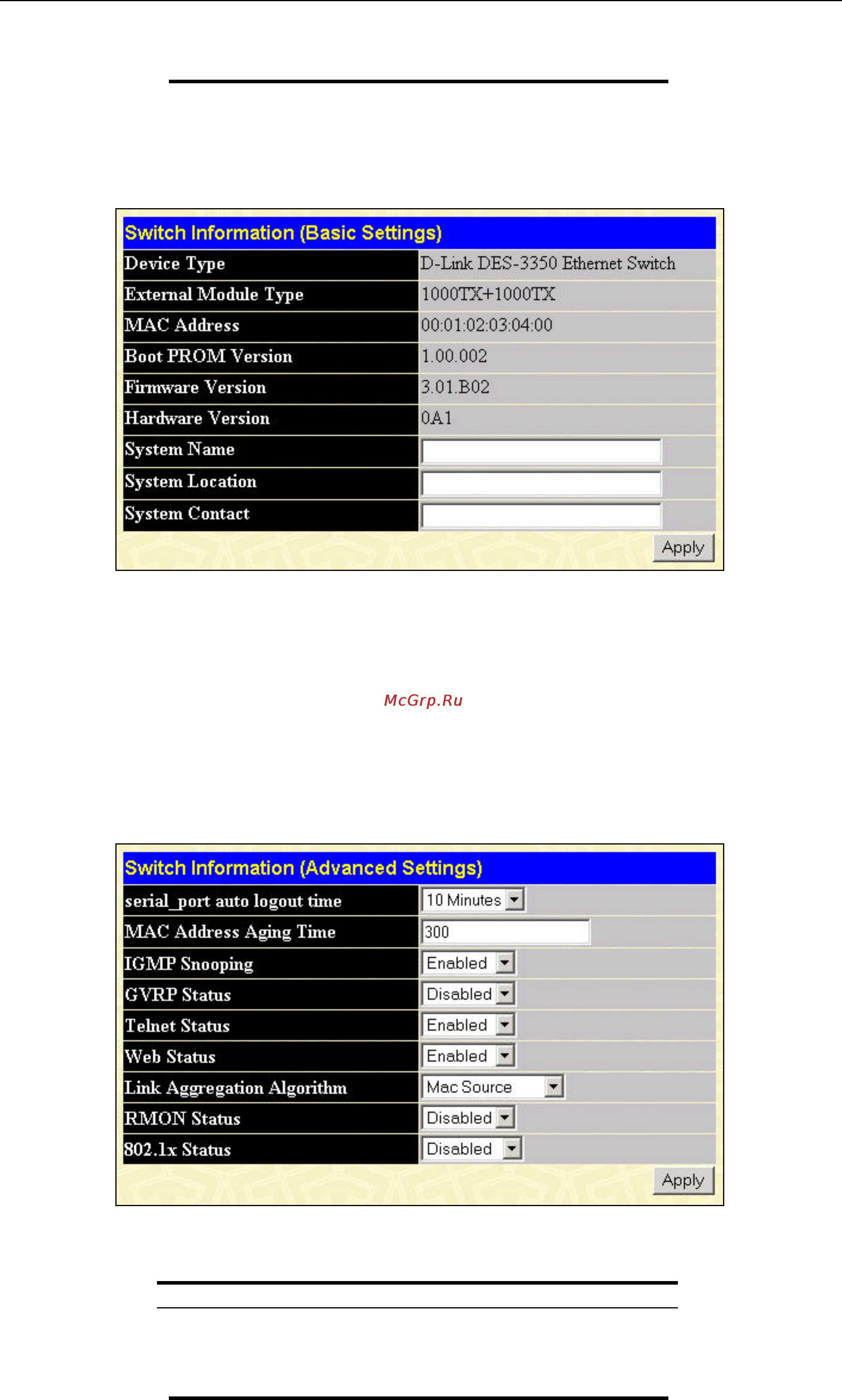 D-Link DES-3350SR [32/184] Advanced settings