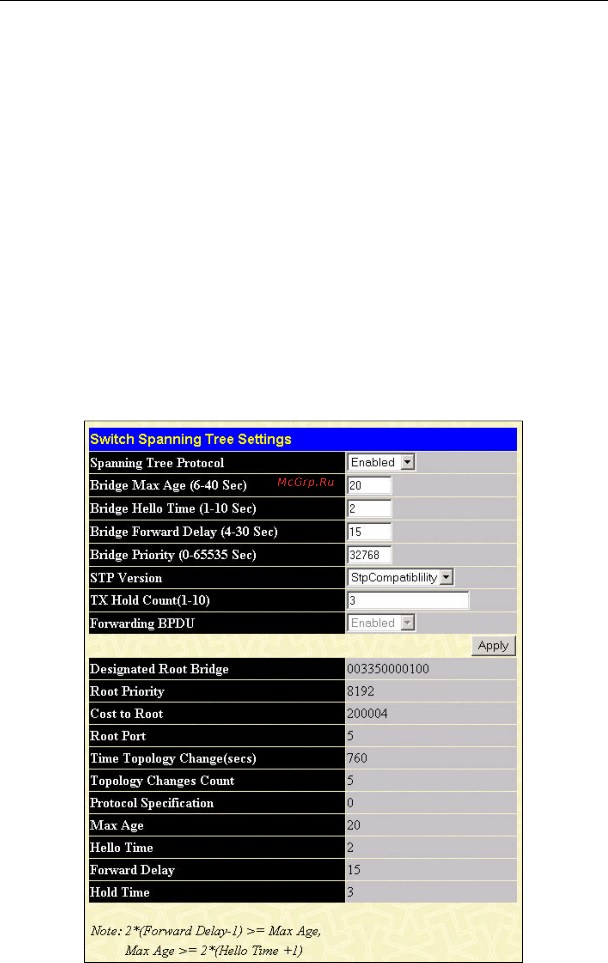 D-Link DES-3350SR [40/184] Stp switch settings