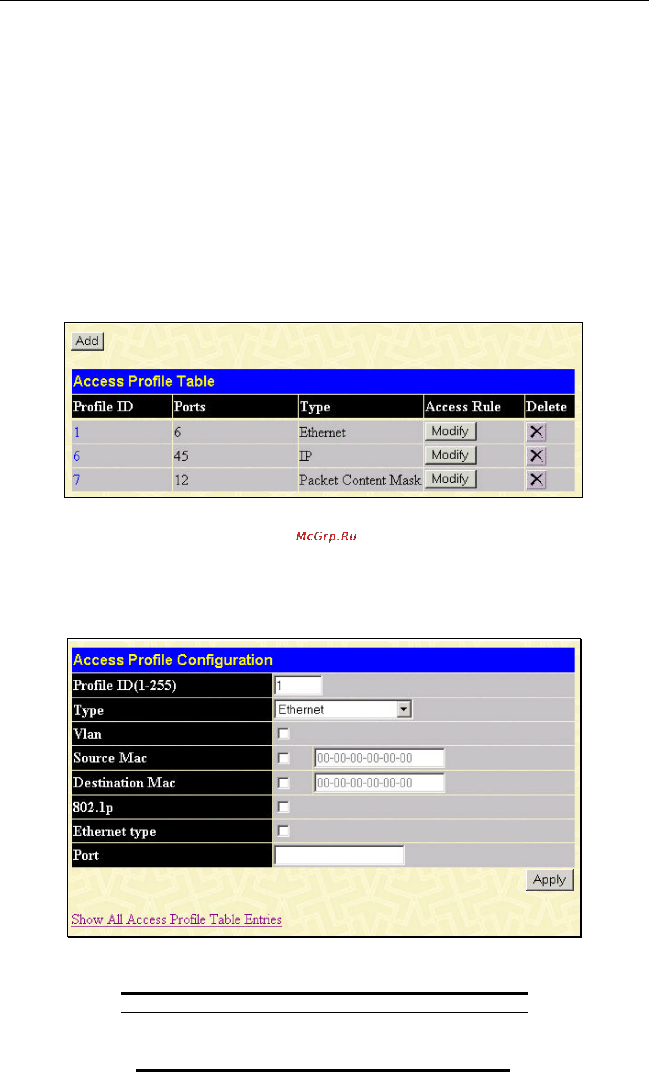 D-Link DES-3350SR [64/184] Access profile table