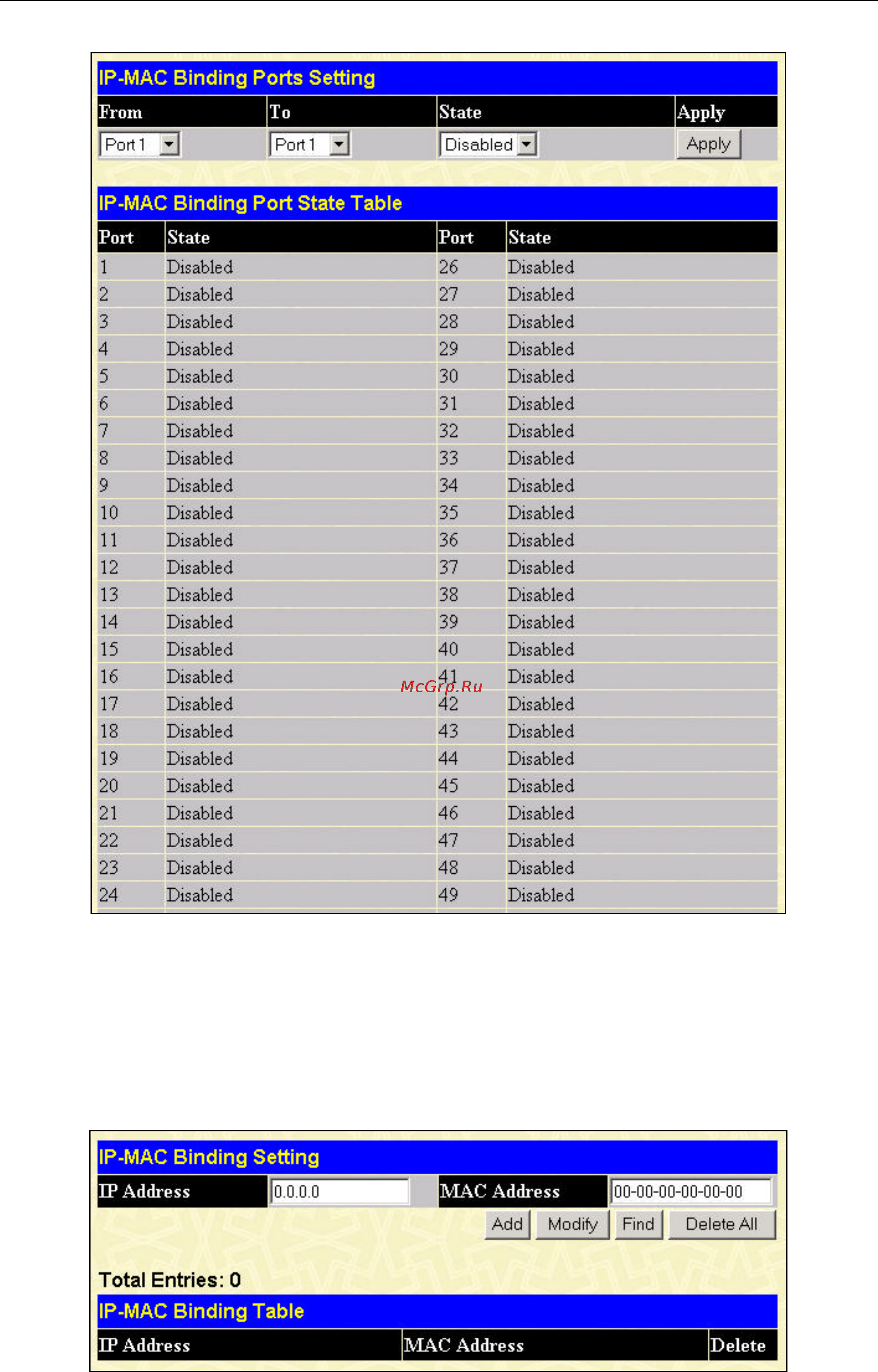 D-Link DES-3350SR [77/184] Ip mac binding table