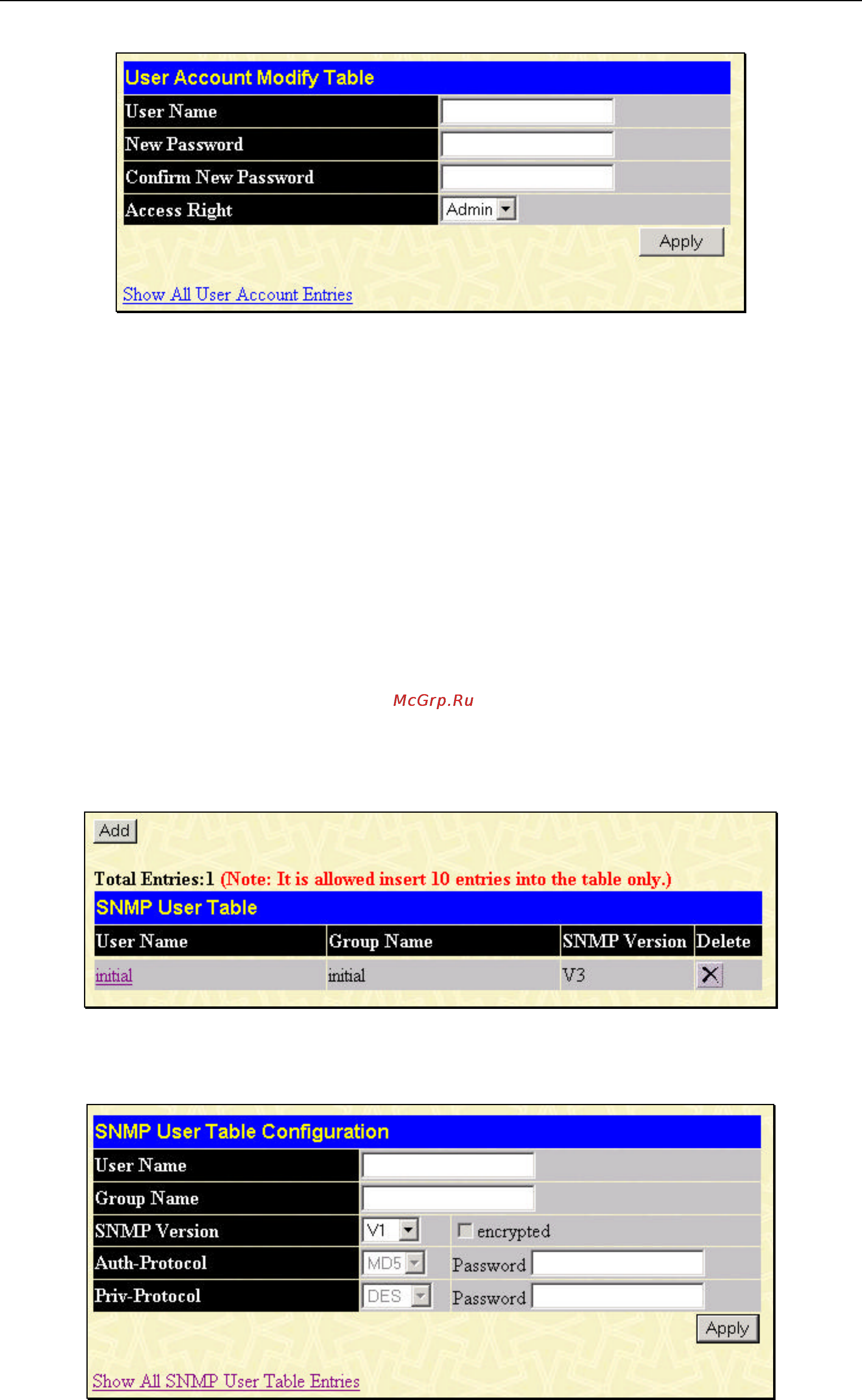 D-Link DES-3350SR [91/184] Snmp user table