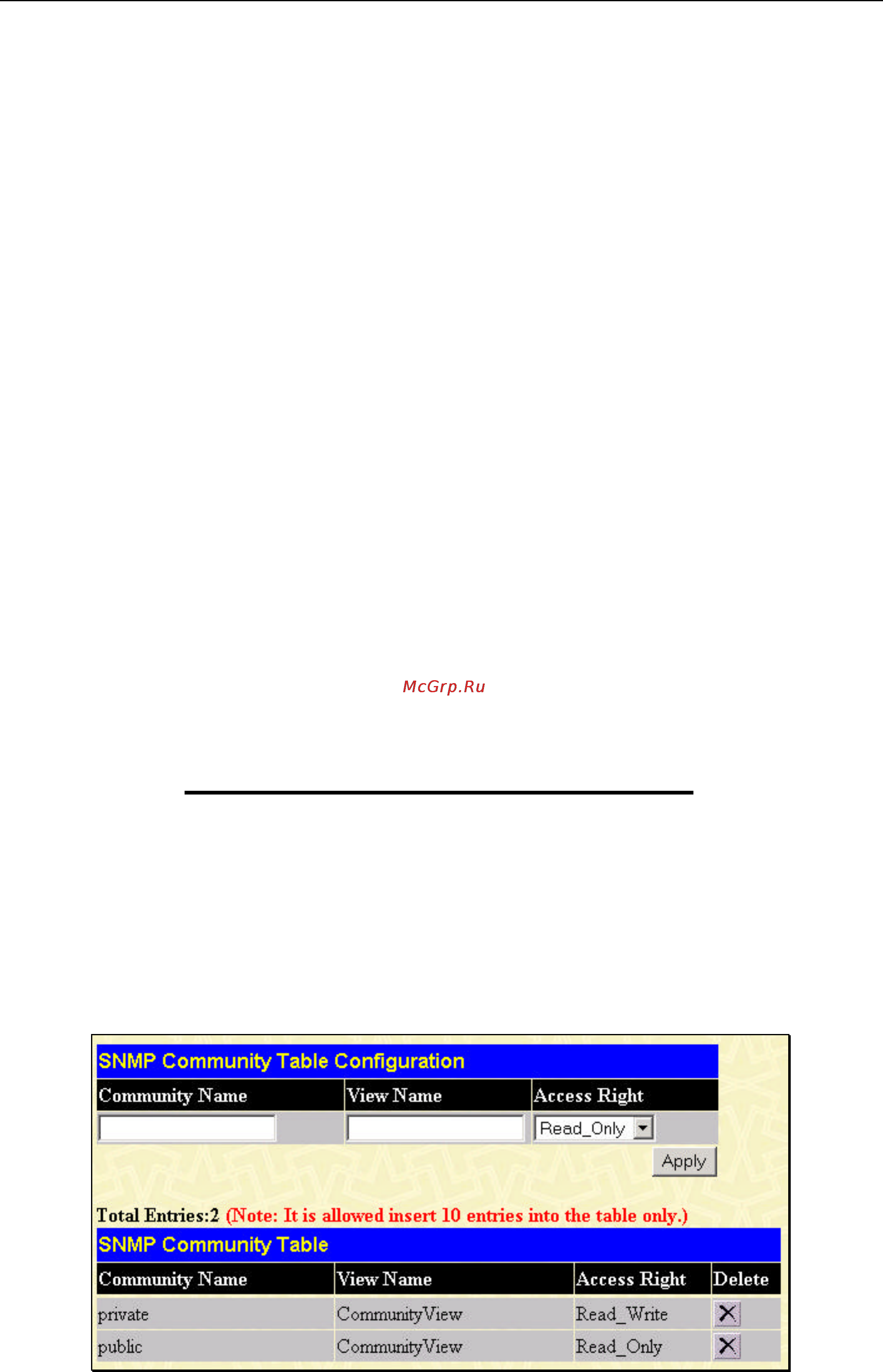 D-Link DES-3350SR [95/184] Snmp community table