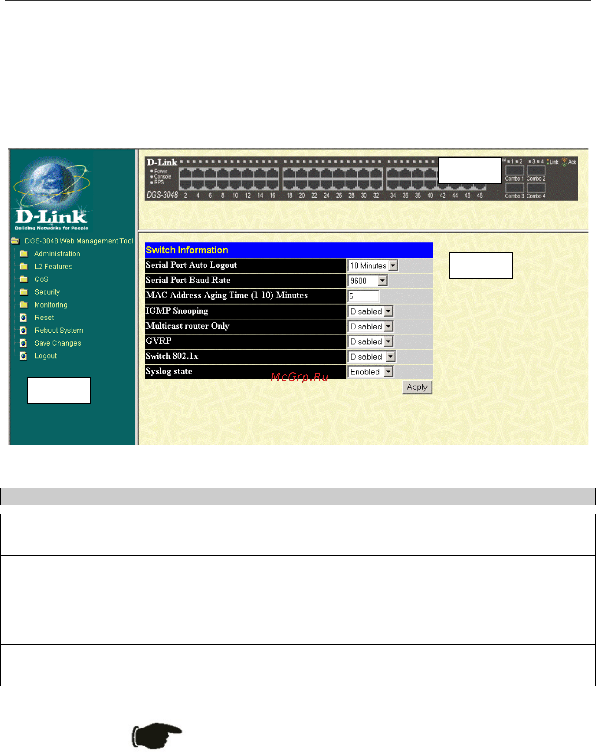 D-Link DGS-3048 [30/147] Areas of the user interface