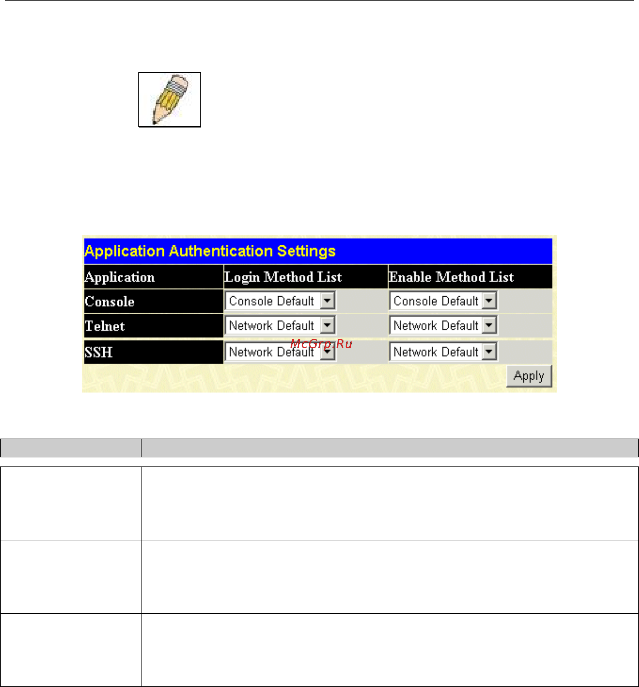 D-Link DGS-3048 [99/147] Application authentication settings