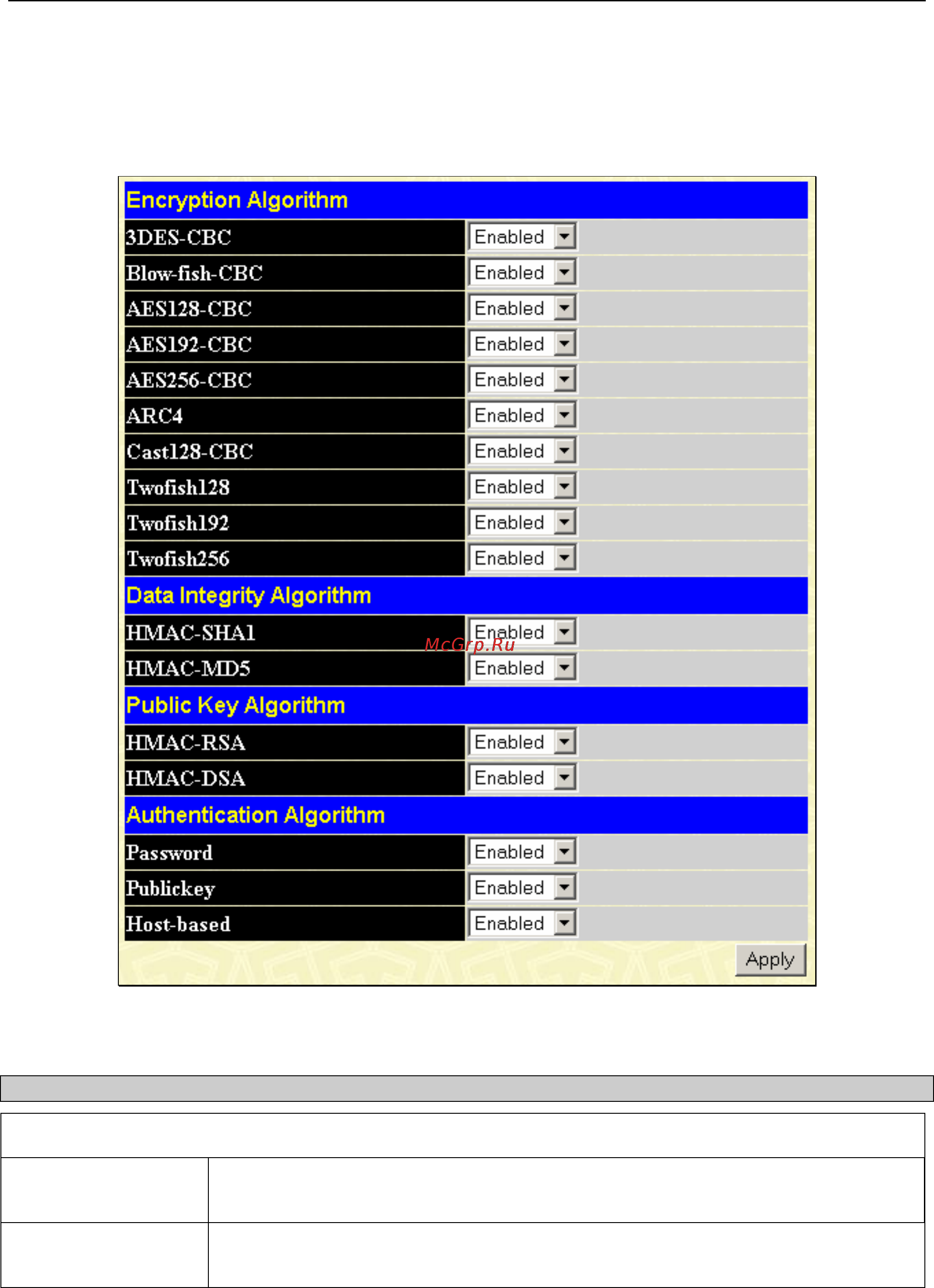 D-Link DGS-3208F [104/180] Ssh algorithm